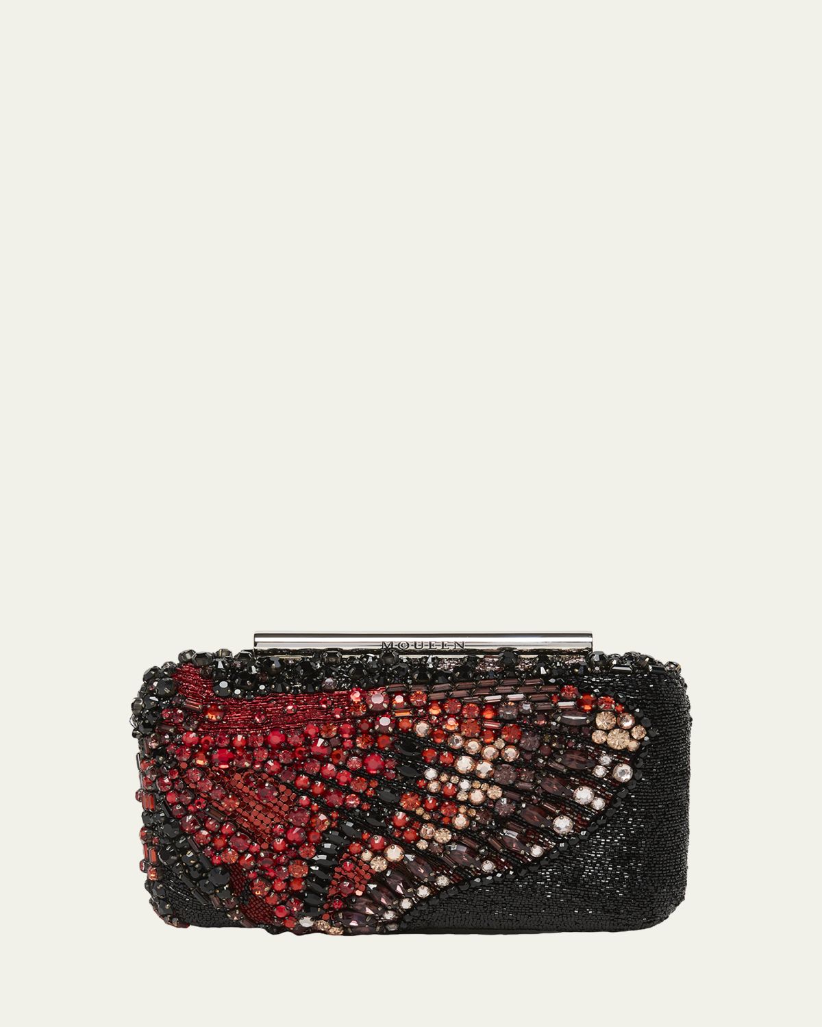 McQueen T-Bar Butterfly Beaded Box Clutch Bag