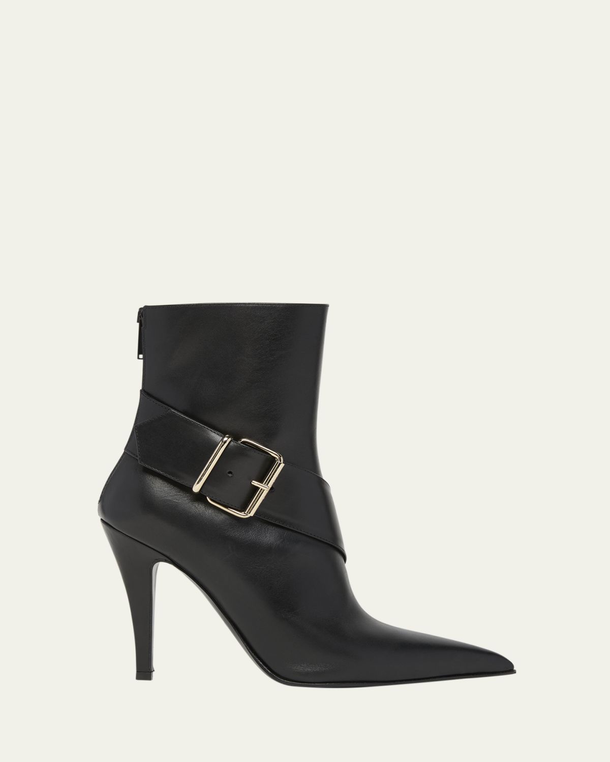 McQueen Heron Buckle Leather Ankle Booties