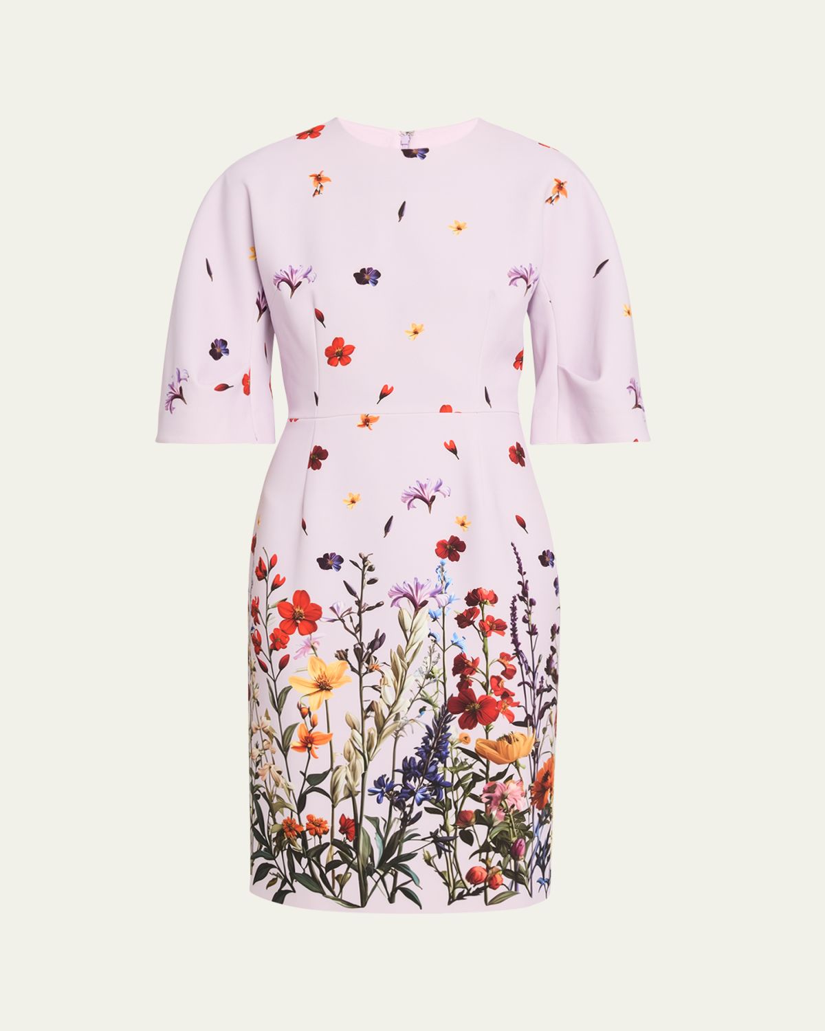 Rickie Freeman for Teri Jon Floral-Print Crepe Column Dress