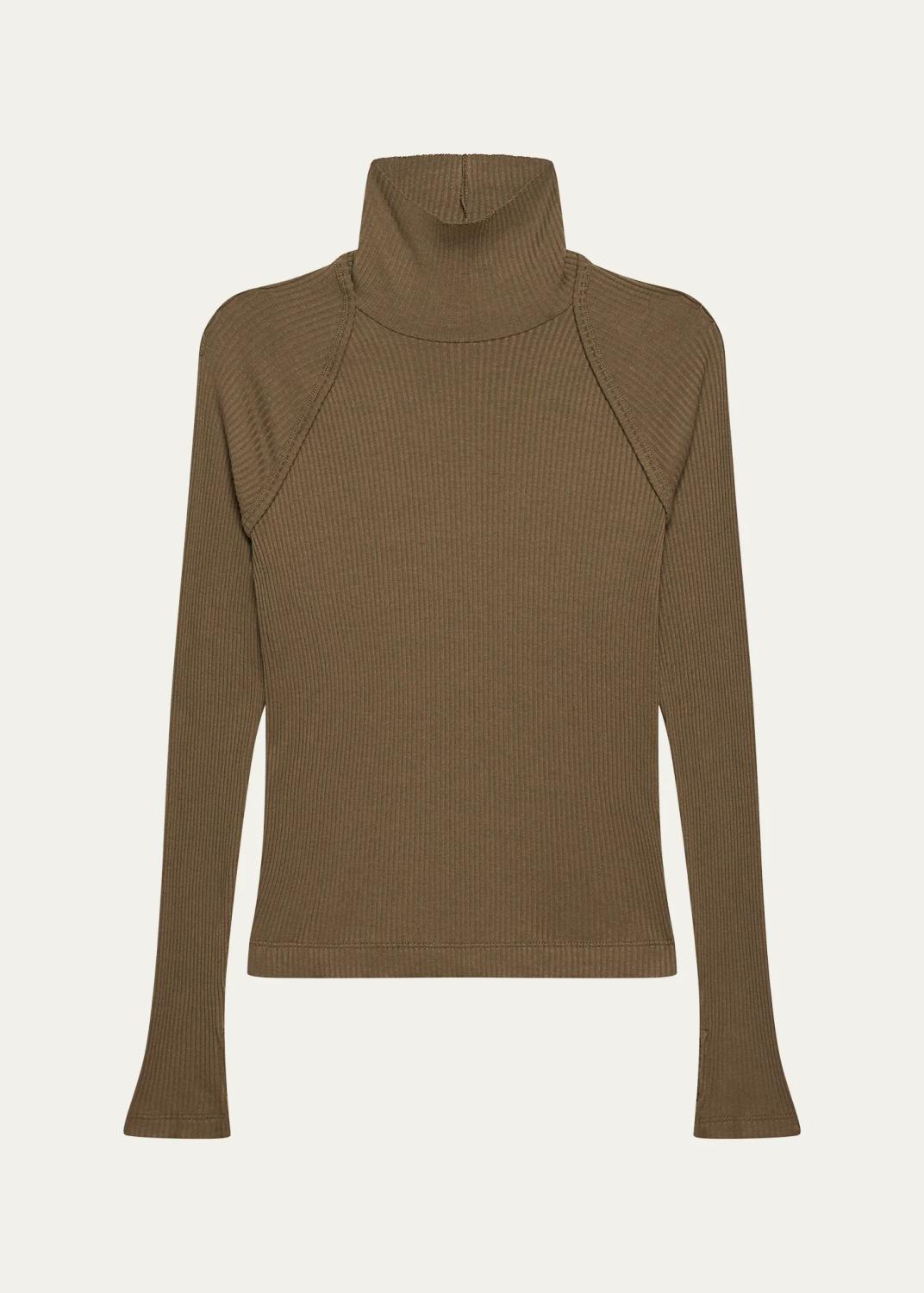 Rib-Knit Shrug Turtleneck