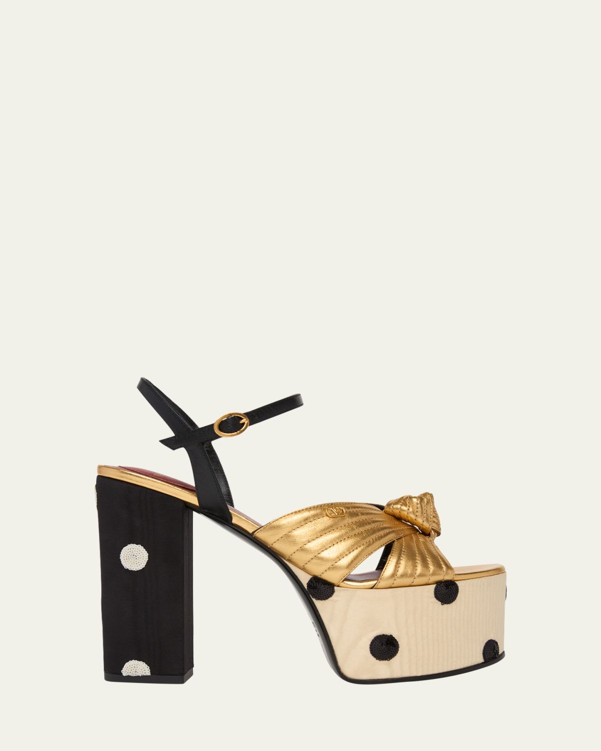Valentino Garavani 125mm VLogo Crasher Sequined Polka Dot Leather Platform Sandals