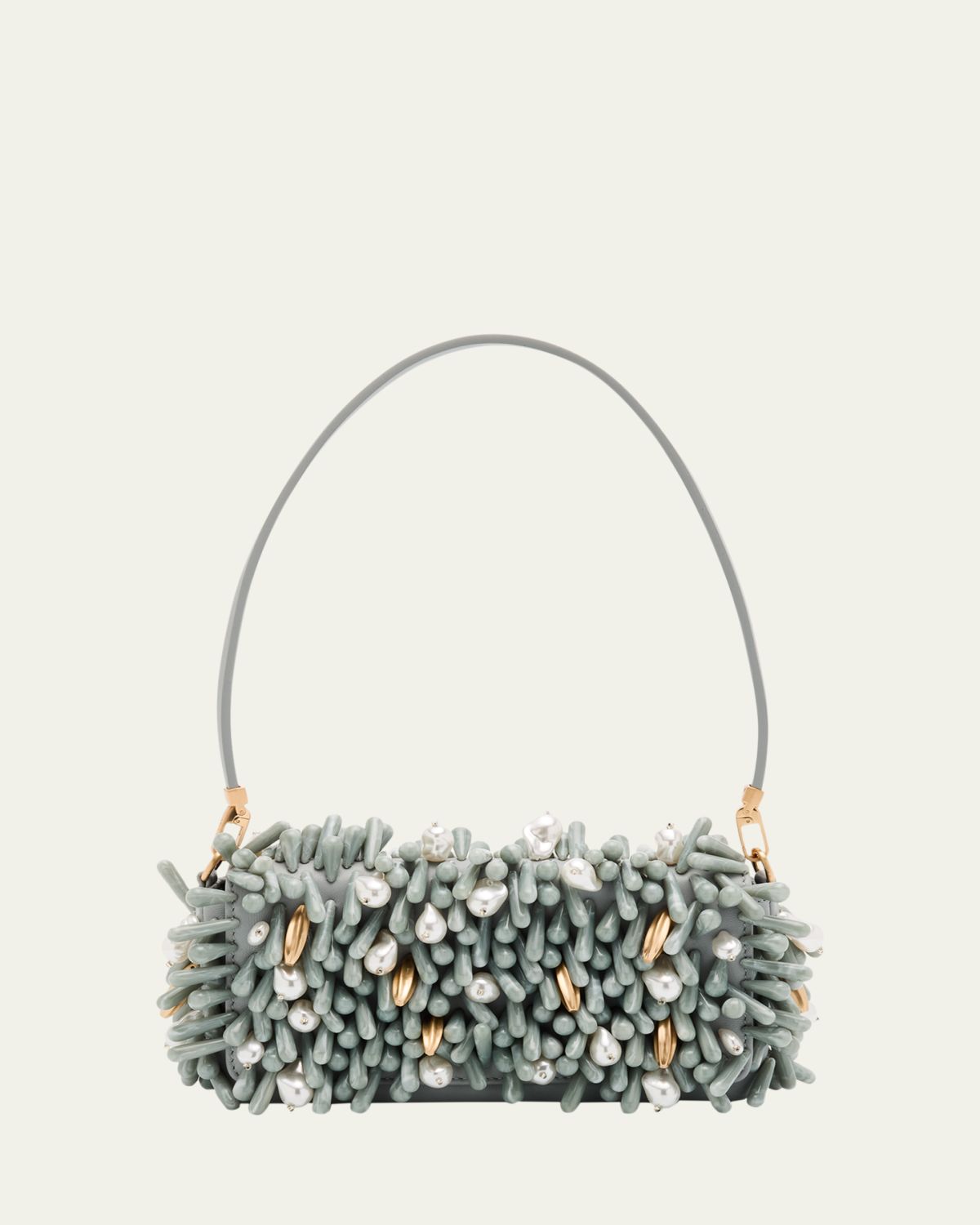 Cult Gaia Perla Beaded Leather Shoulder Bag
