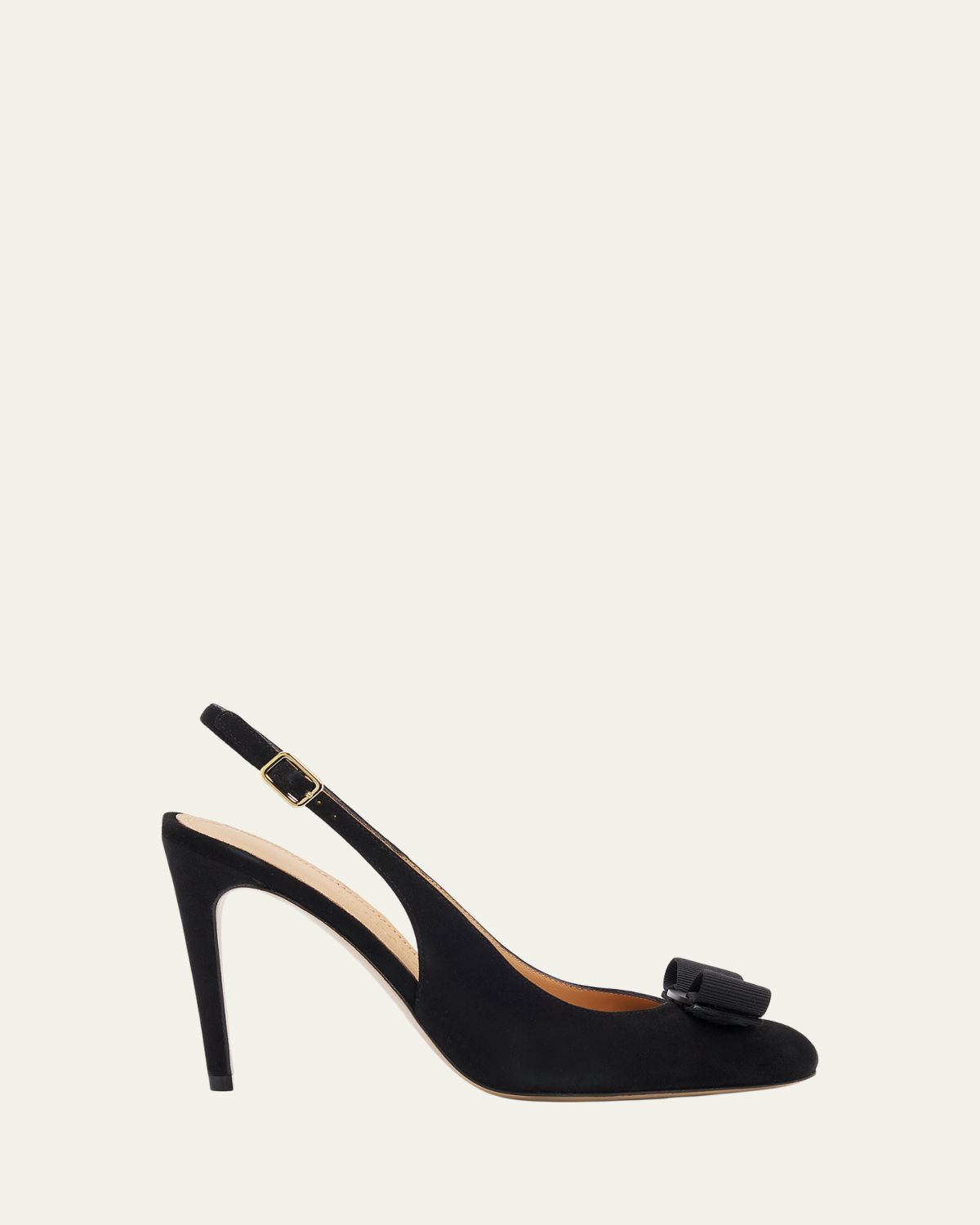 Ferragamo 95mm Vibily Bow Suede Slingback Pumps