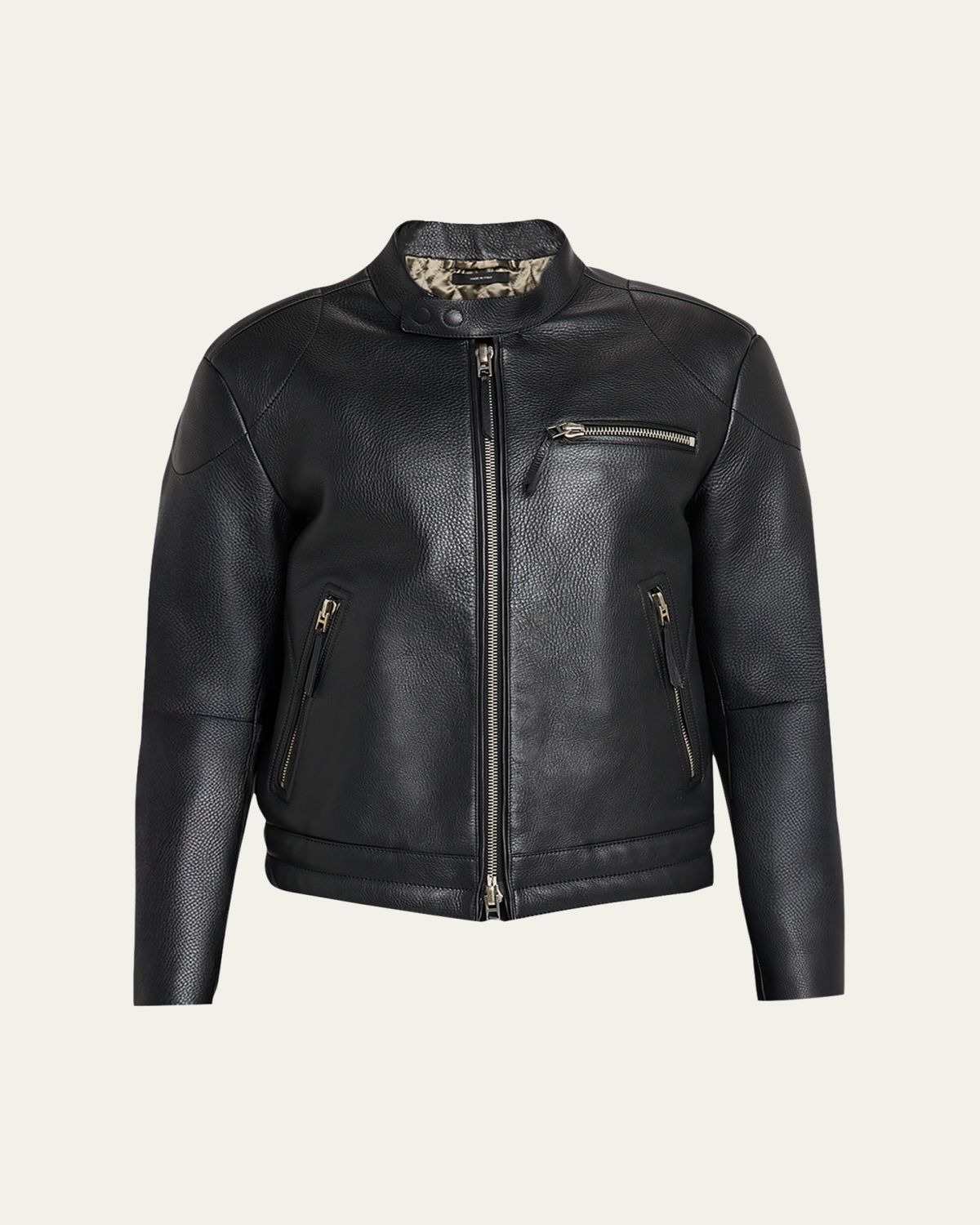 TOM FORD Men 's Pebbled Leather Biker Jacket