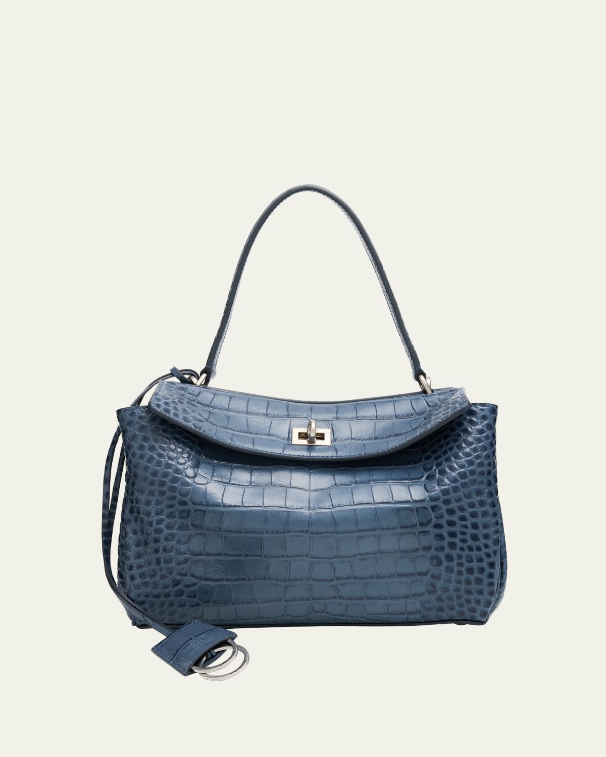 Balenciaga Rodeo Croc-Embossed Leather Top-Handle Bag