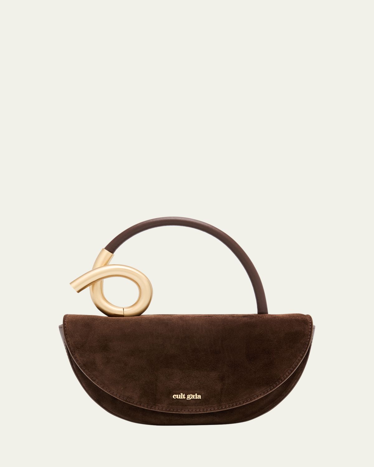 Cult Gaia Azariah Half-Moon Suede Top-Handle Bag