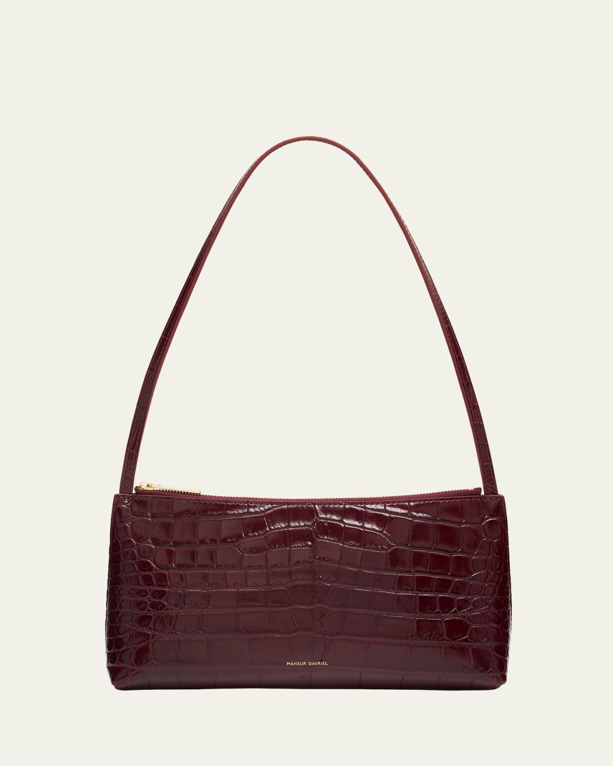 Mansur Gavriel Gaia Croc-Embossed Leather Shoulder Bag