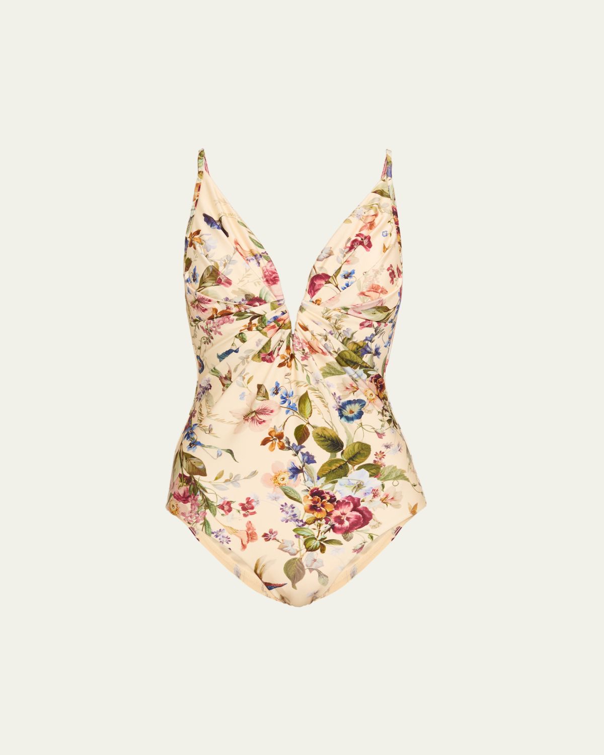 Zimmermann Patience Tuck Plunge One-Piece Swimsuit