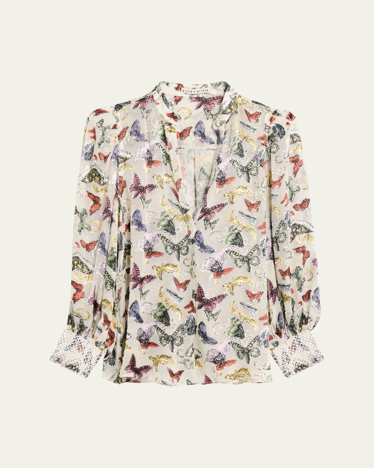 Alice + Olivia Sheila Butterfly-Print Blouse