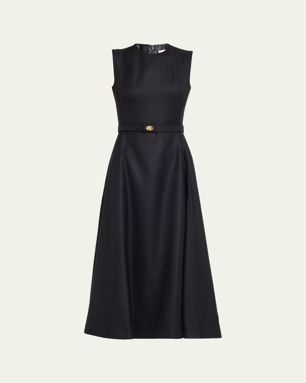 Burberry Amelia Prince Of Wales Belted Sleeveless Midi Dress