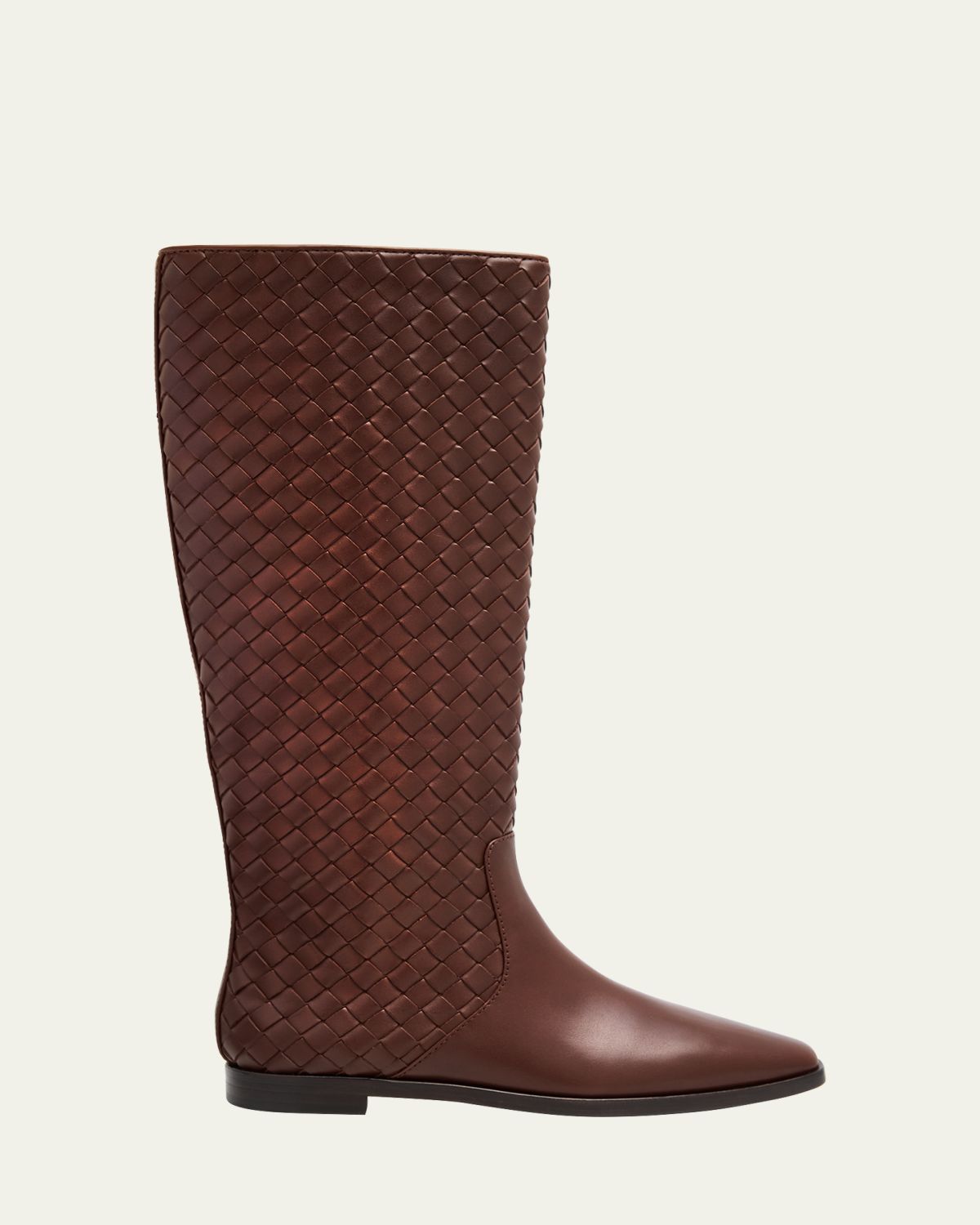 Loeffler Randall Tilly Flat Woven Leather Knee-High Riding Boots