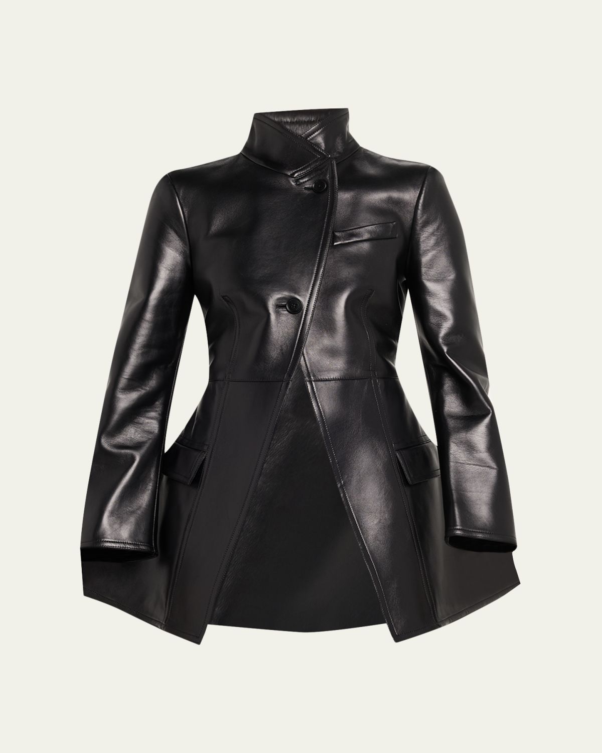 McQueen Leather Single-Breasted Cutaway Jacket