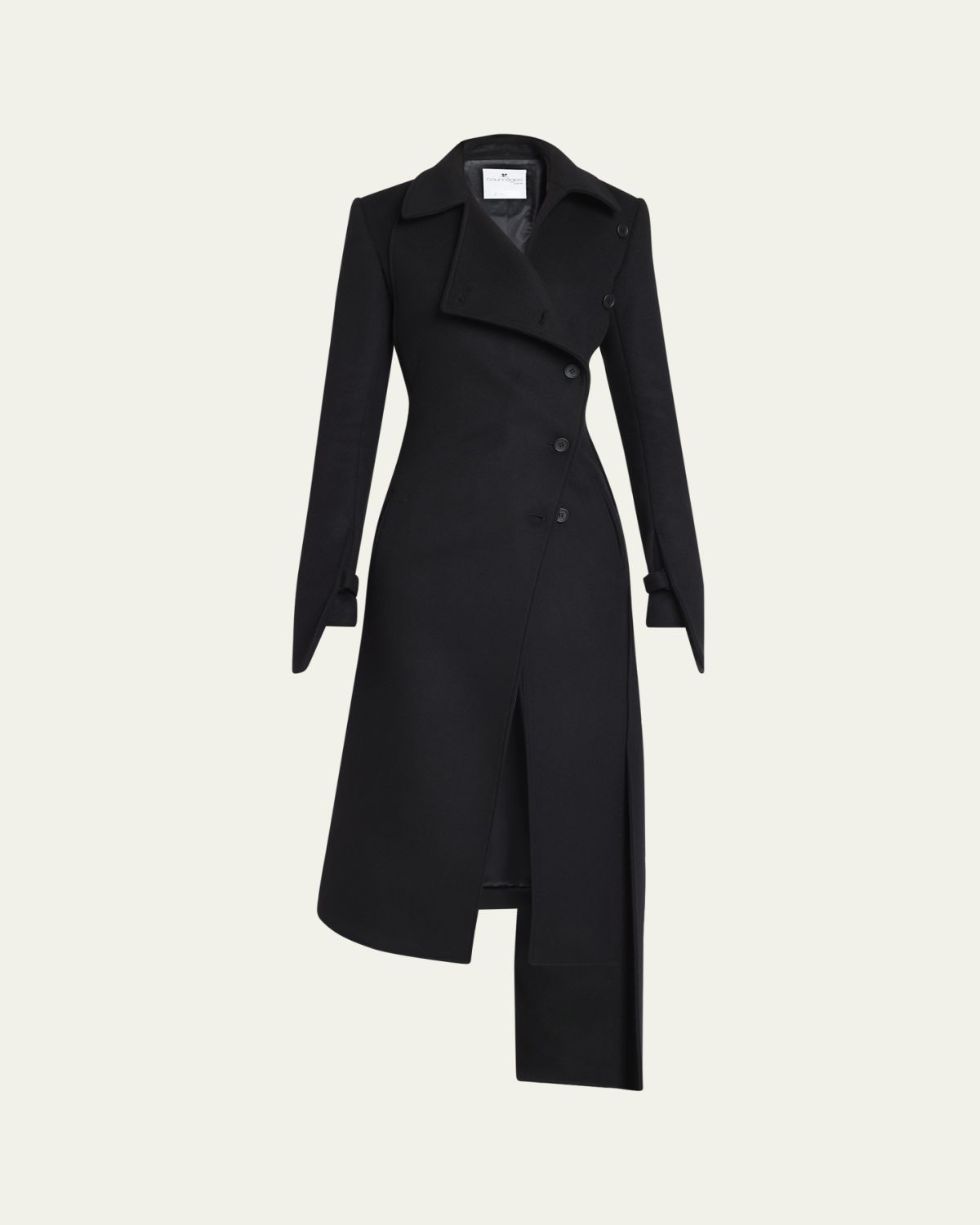 Courrèges Oblique Asymmetric Double-Breasted Wool Coat
