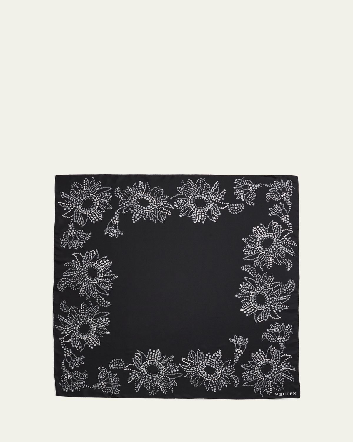 McQueen Crystal Exploded Sunflower Silk Scarf