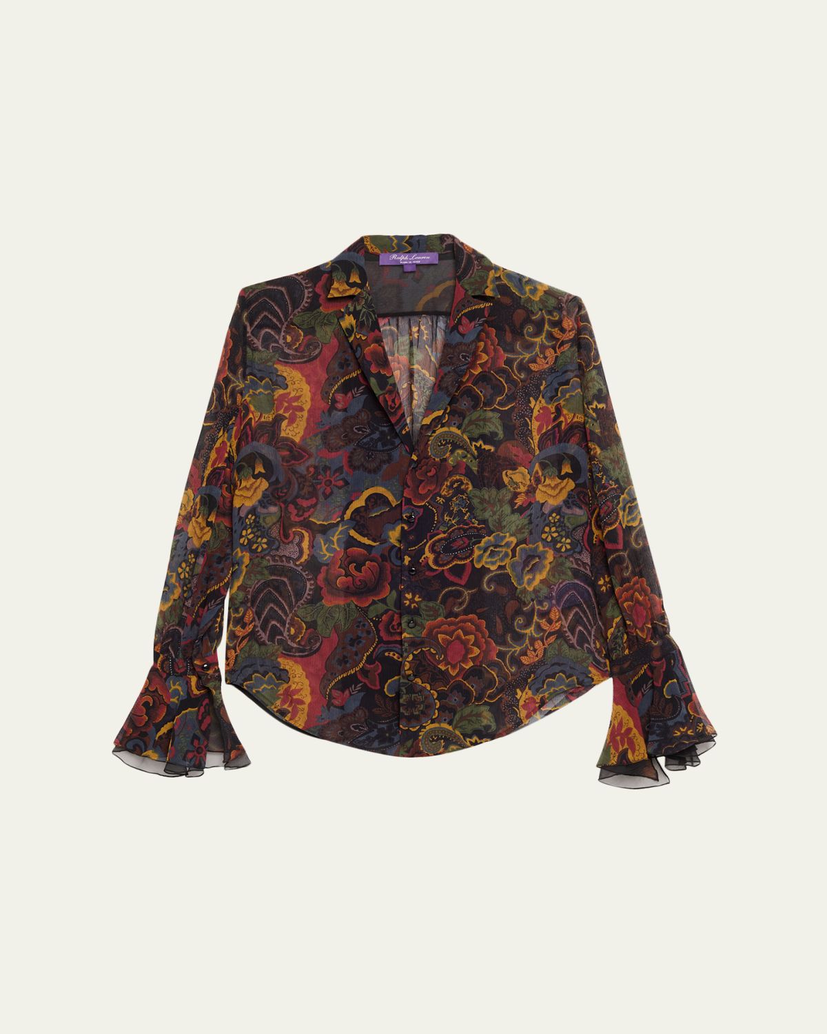 Ralph Lauren Collection Jolie Ruffle Crinkle Chiffon Blouse