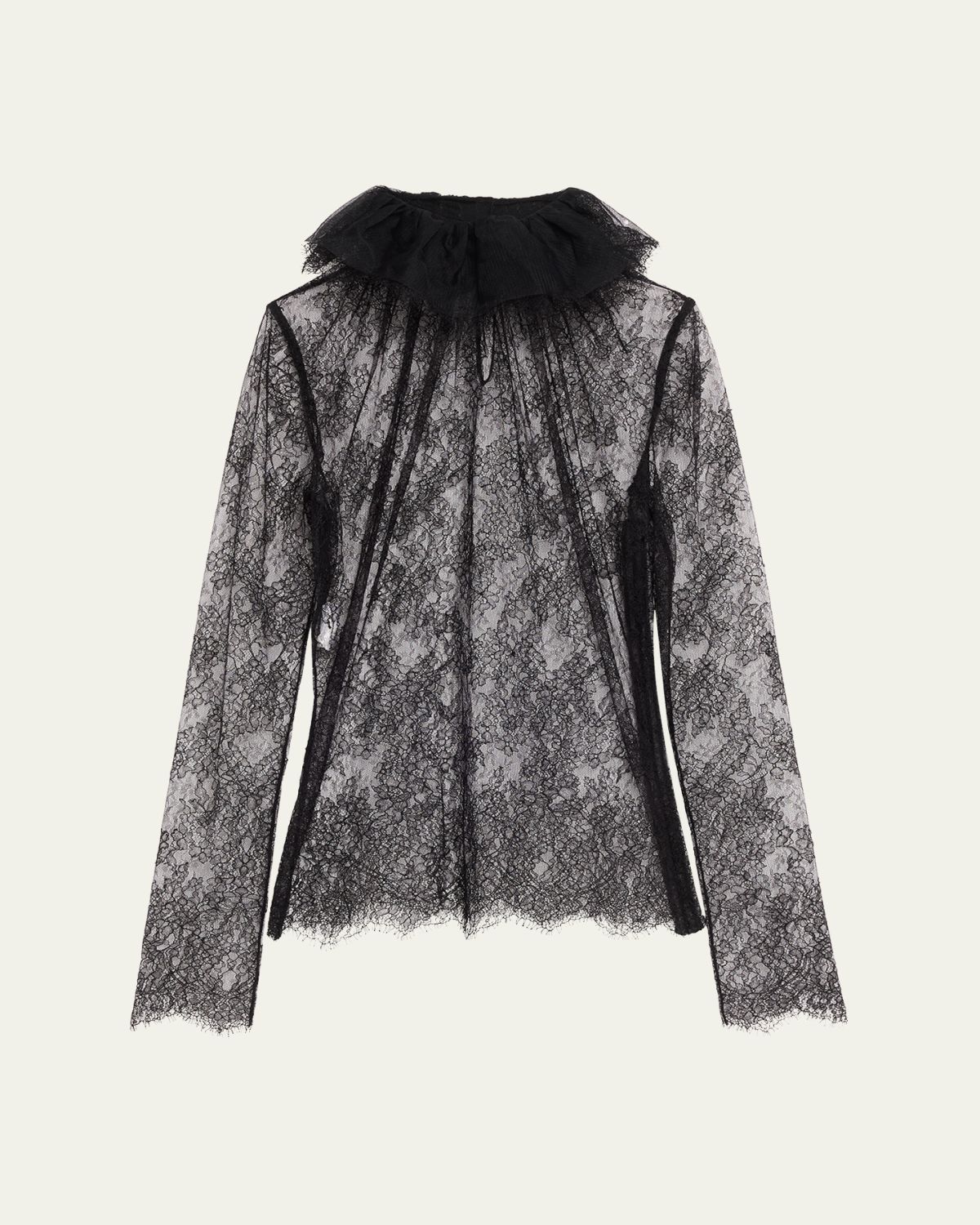 McQueen Ruffle Collar Sheer Lace Top