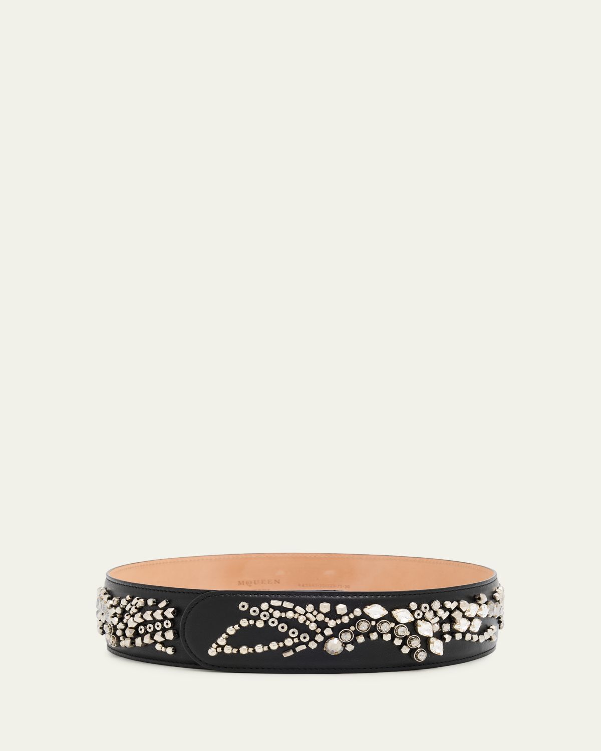McQueen Sunflower Crystal Embroidered Leather Belt