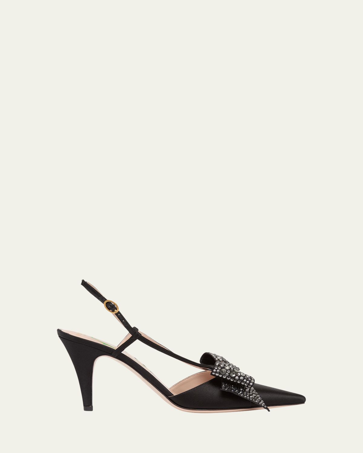 Valentino Garavani 85mm Bowow Embellished Satin Slingback Pumps