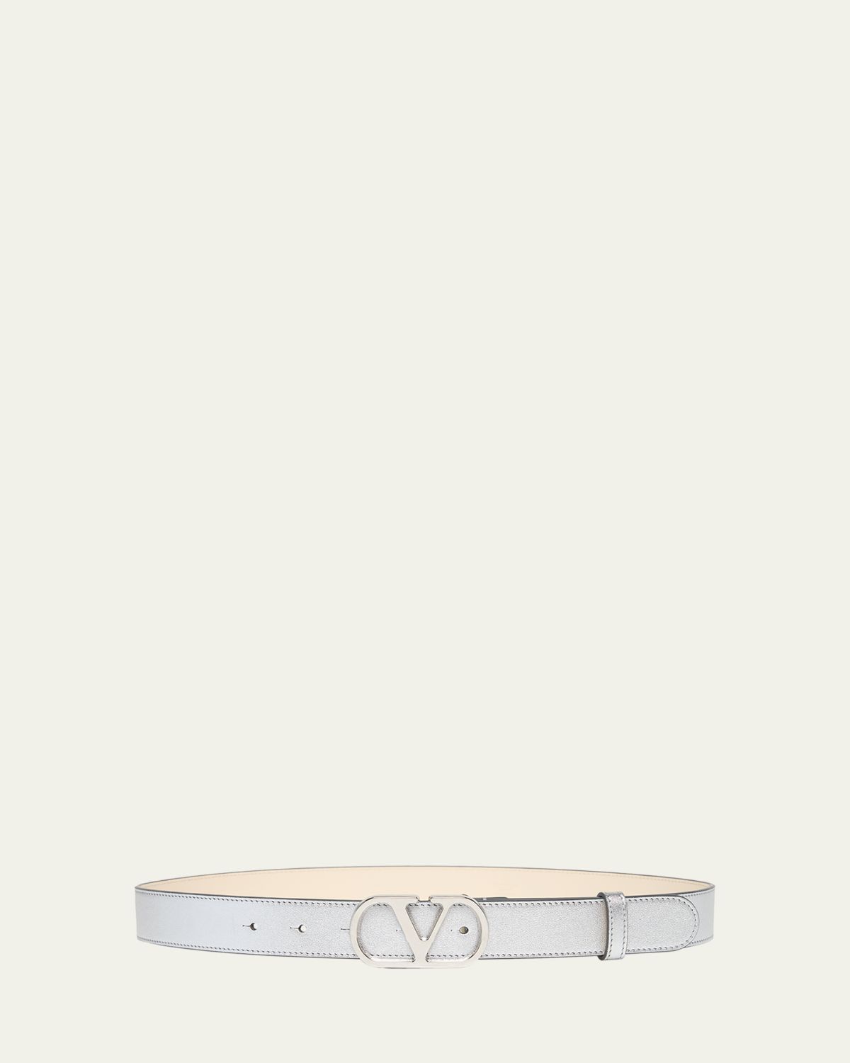 Valentino Garavani VLogo Signature Metallic Leather Belt, 30mm