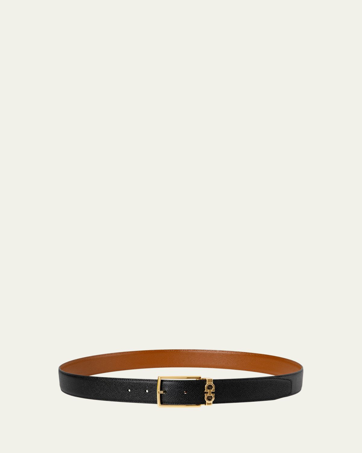 Ferragamo Men's Reversible Hammered Calfskin Gancini-Loop Belt