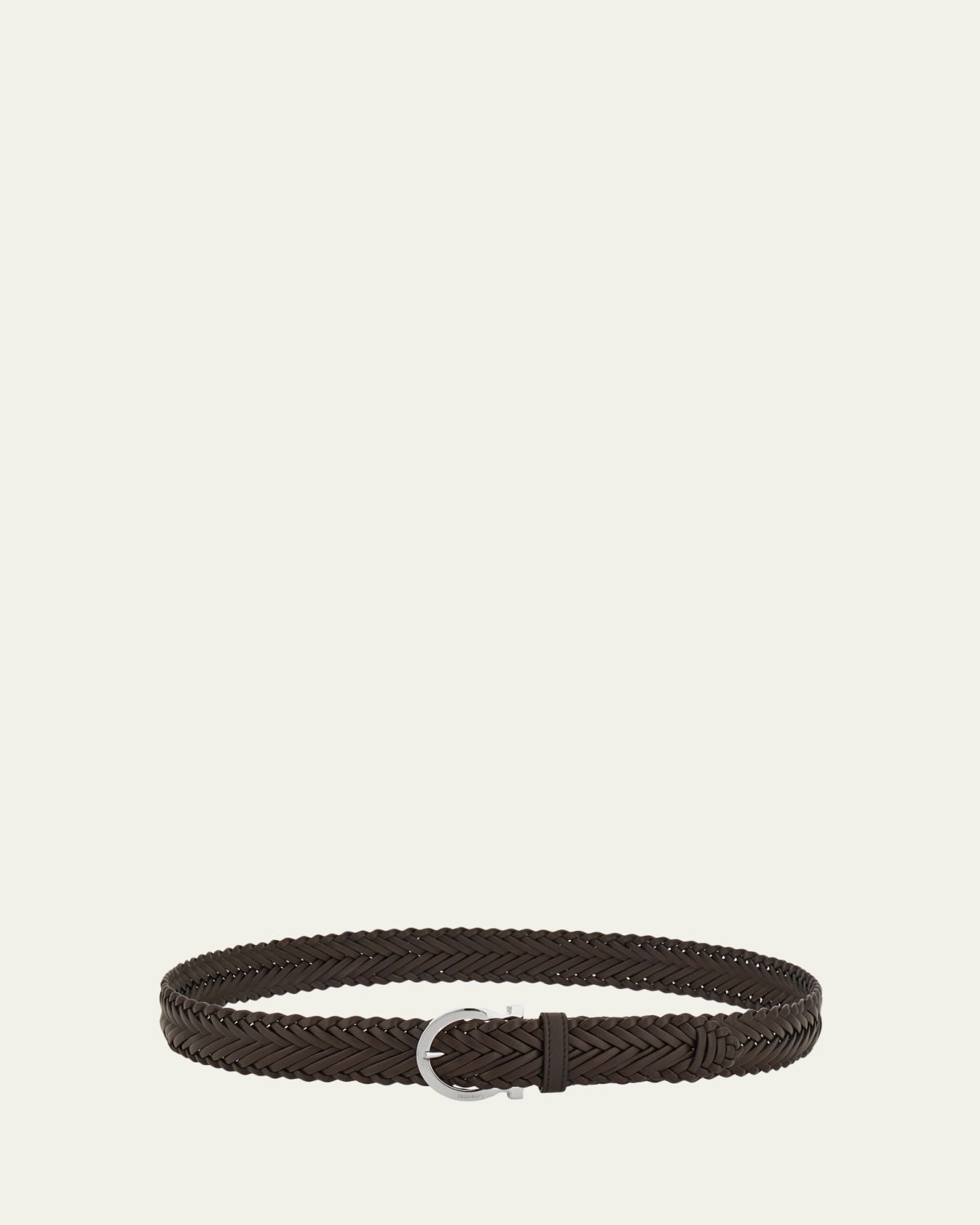 Ferragamo Men's Gancini-Buckle Woven Leather Belt | Thumbnail 3 Ferragamo Men's Gancini-Buckle Woven Leather Belt | Thumbnail 3