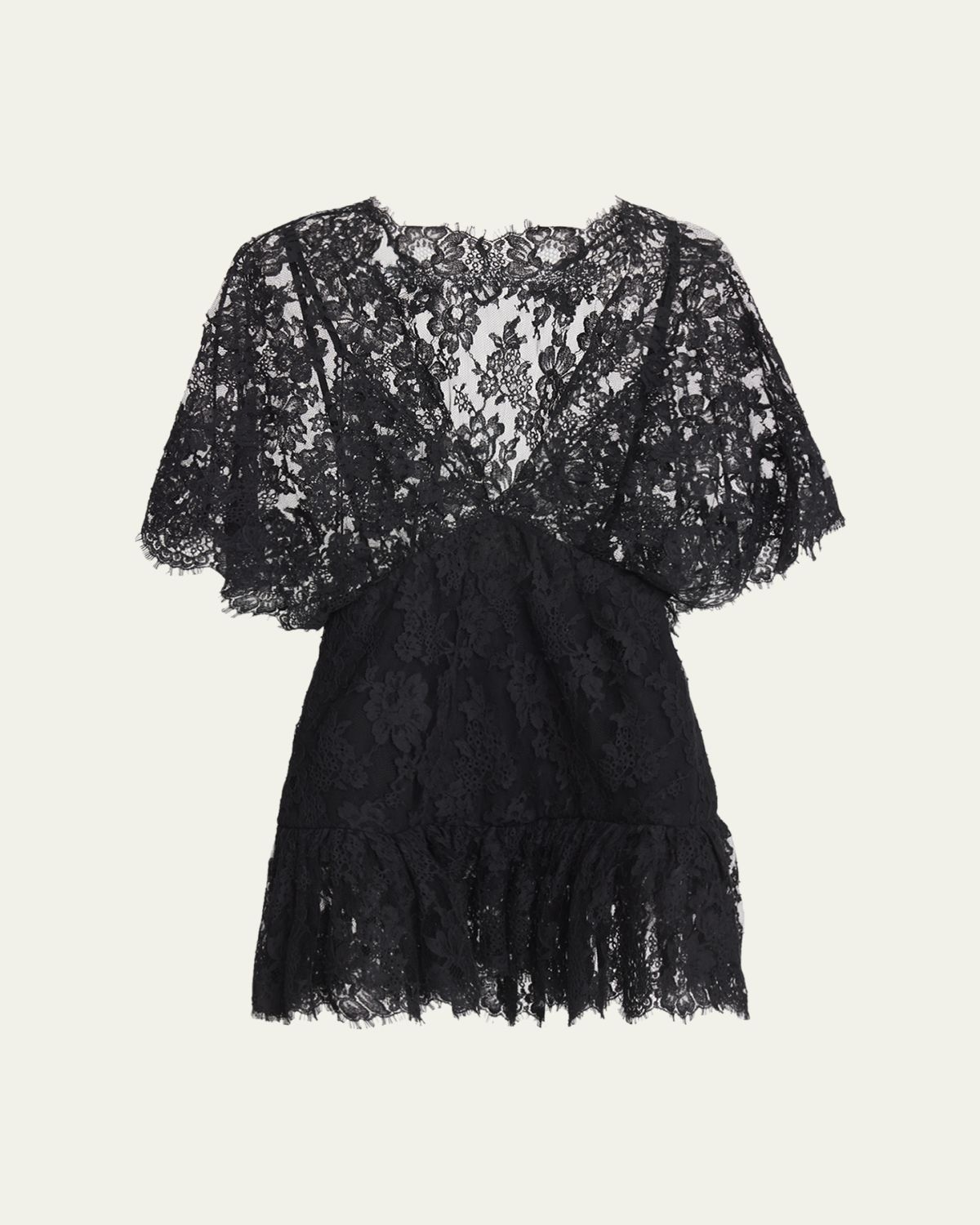 Chloe Lace Short-Sleeve Ruffle Top