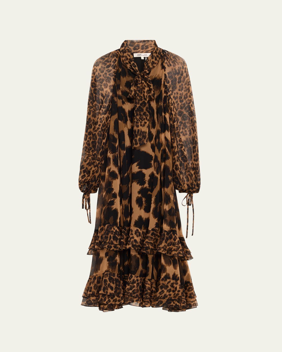 Diane von Furstenberg Nadine Leopard-Print ilk Chiffon Midi Dress