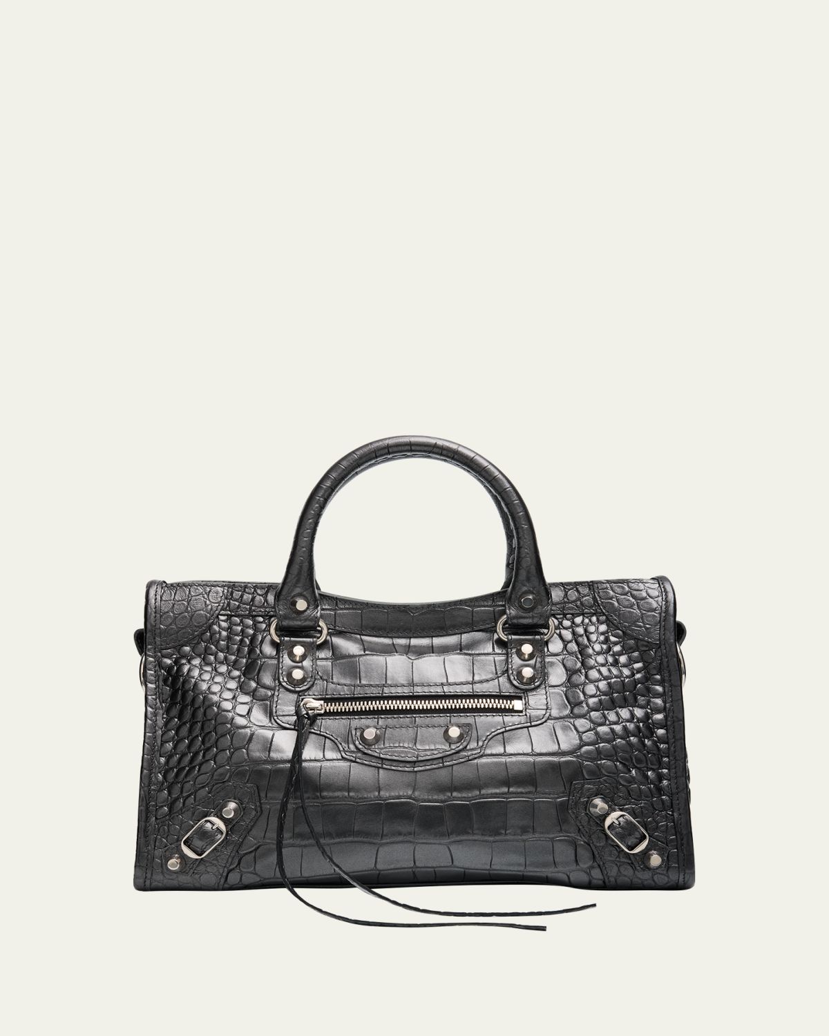 Balenciaga Le City Small Croc-Embossed Leather Top-Handle Bag