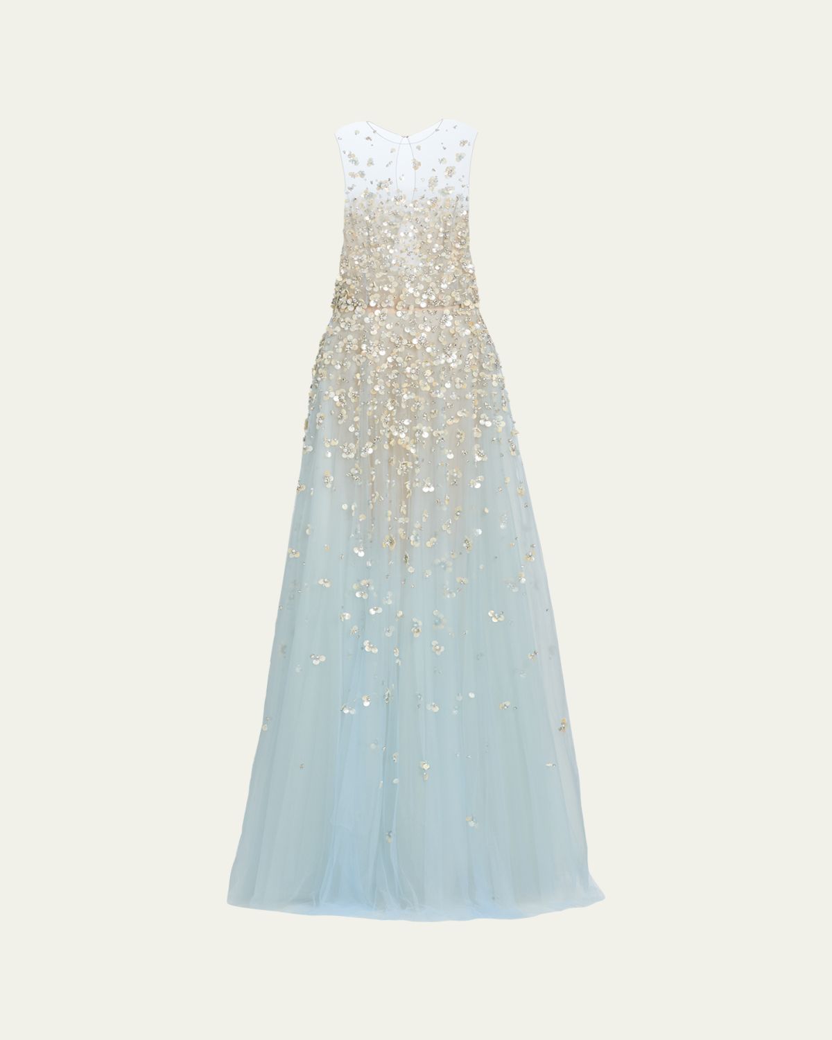 Oscar de la Renta Degrade Embellished Sheer Tulle Gown