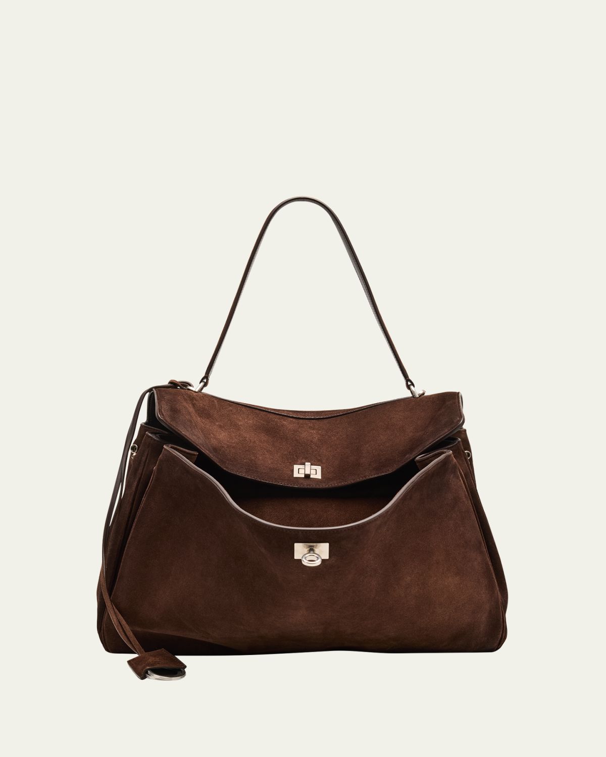 Balenciaga Rodeo Large Waxed Suede Top-Handle Bag