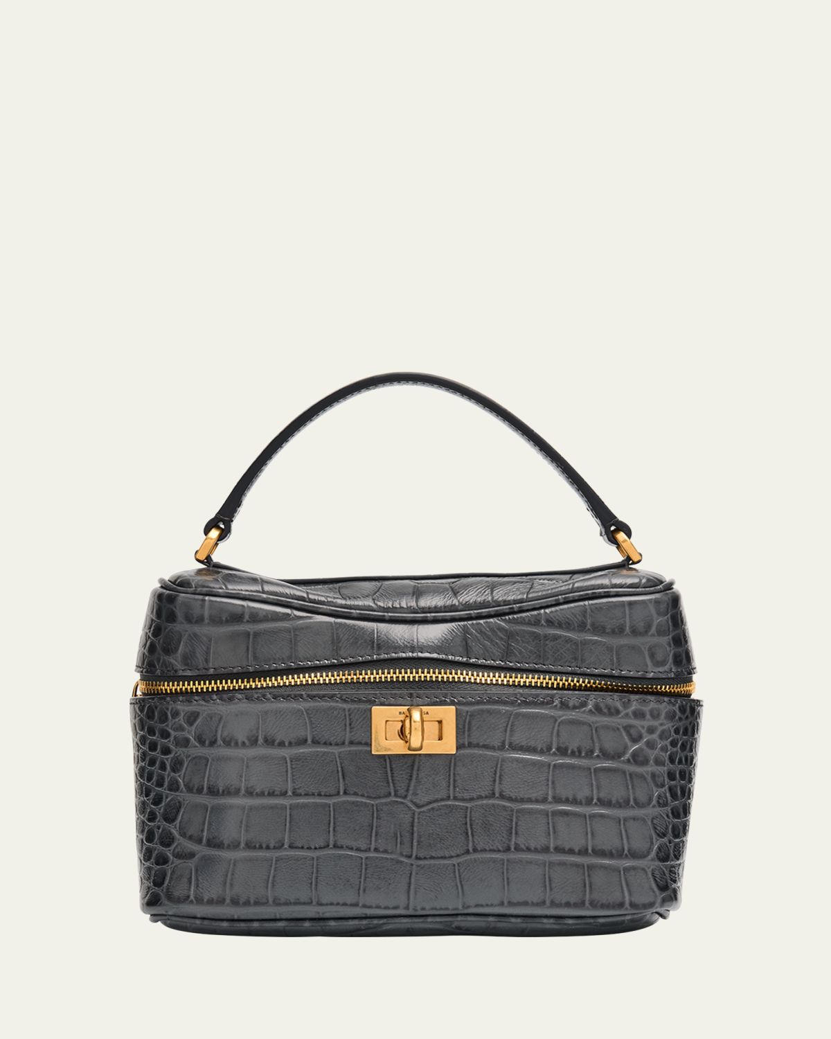 Balenciaga Rodeo Croc-Embossed Leather Vanity Top-Handle Bag