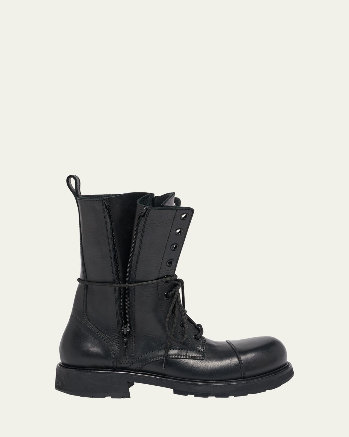 Balenciaga Truck Leather Lace-Up Combat Boots