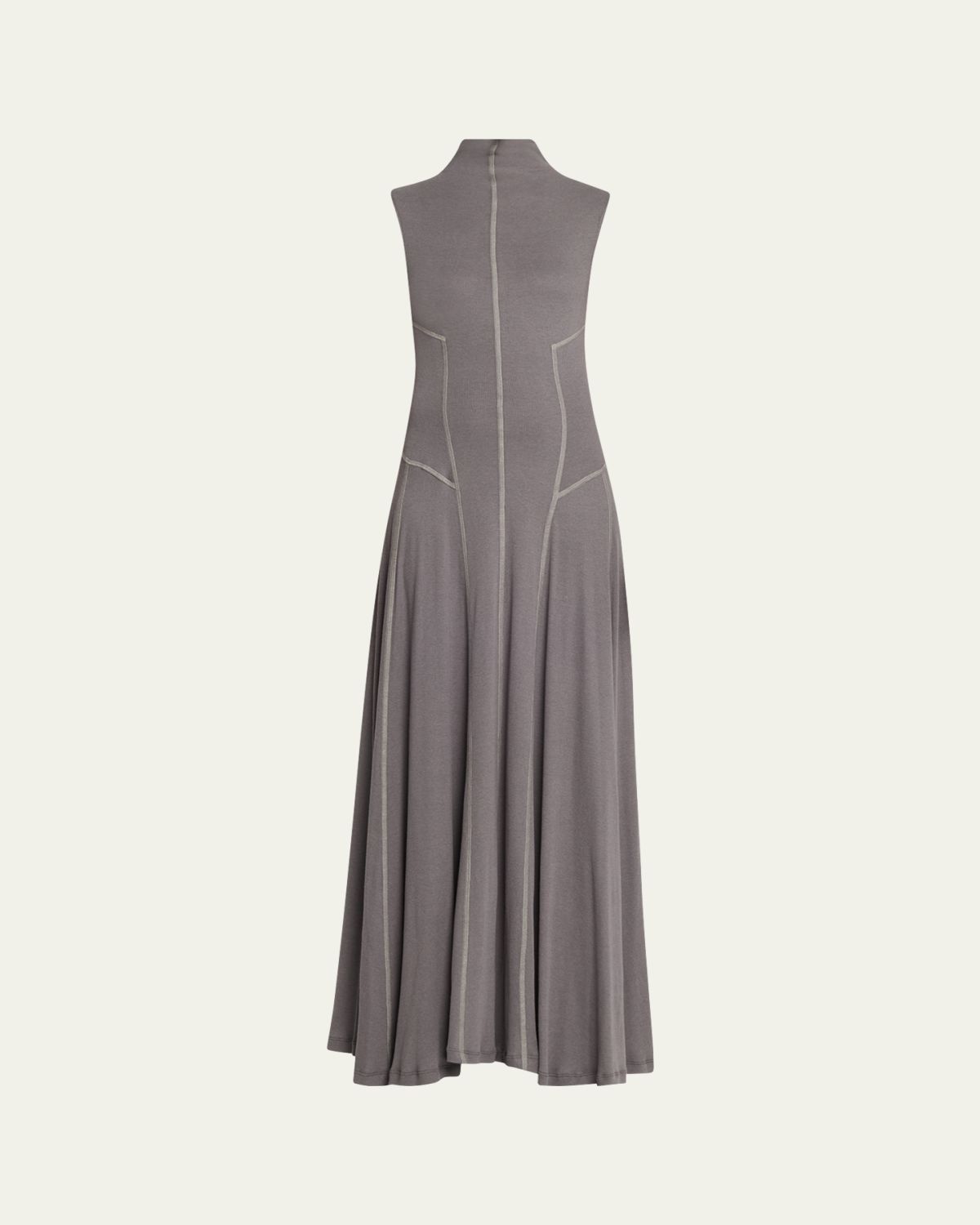 Jane Wade High-Neck Rib-Knit Gown