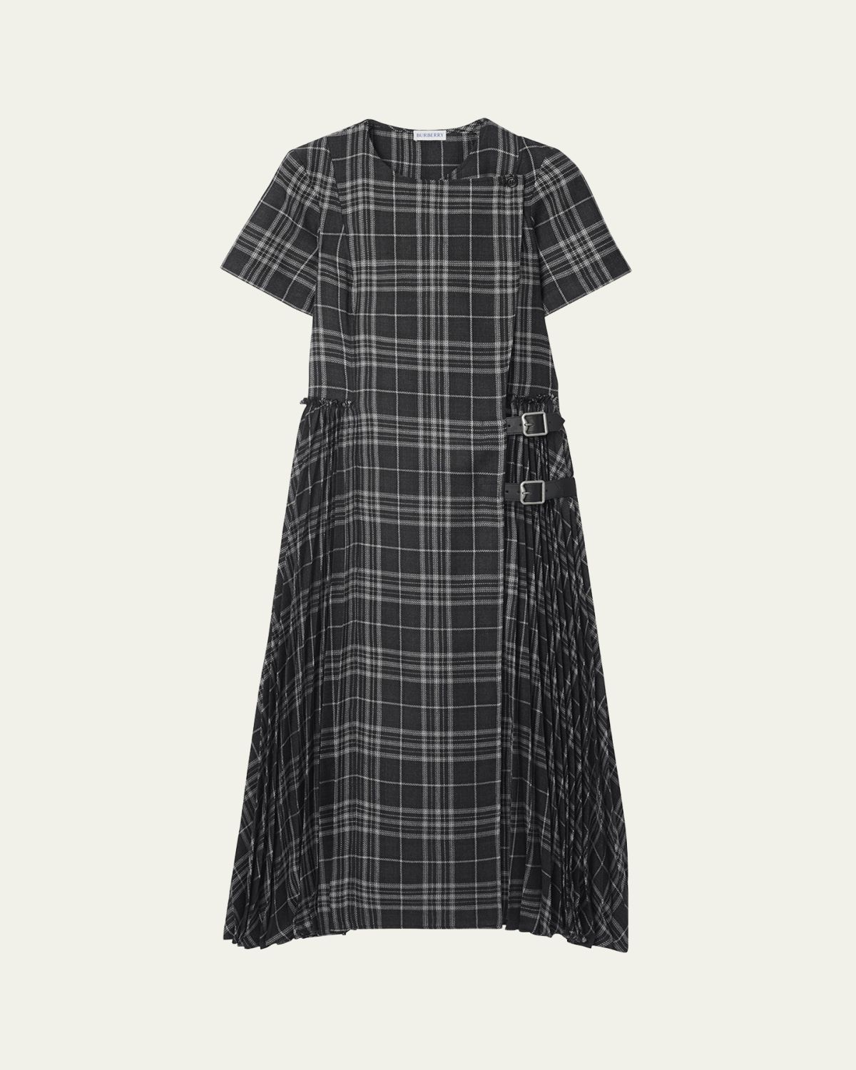 Burberry Meryl Check Pleated Midi Wrap Dress