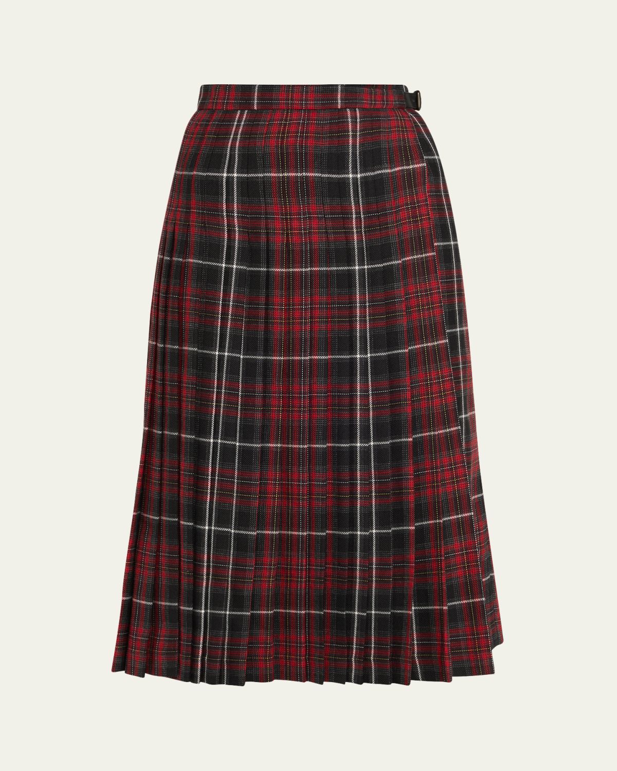 Burberry Check Pleated Wrap Midi Skirt