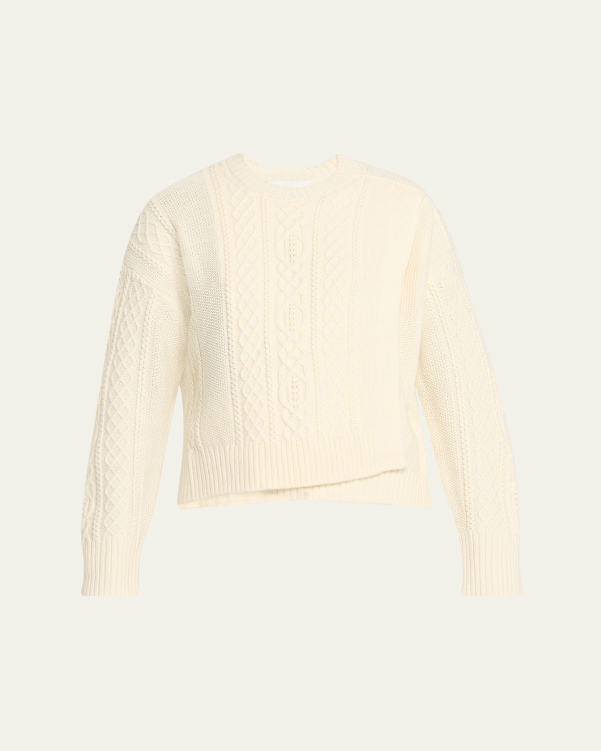 3.1 Phillip Lim Cable Mix Double-Layer Wool Crewneck Sweater