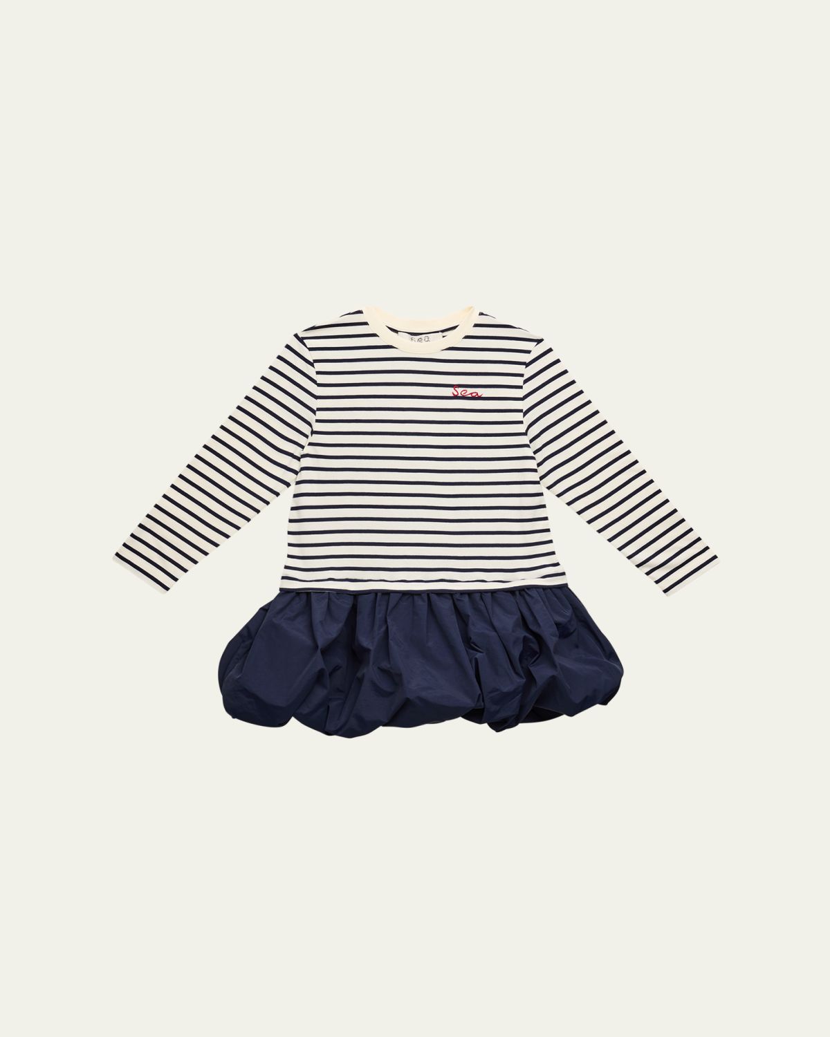 Sea Girl 's Athena Striped Long-Sleeve Bubble T-Shirt Dress
