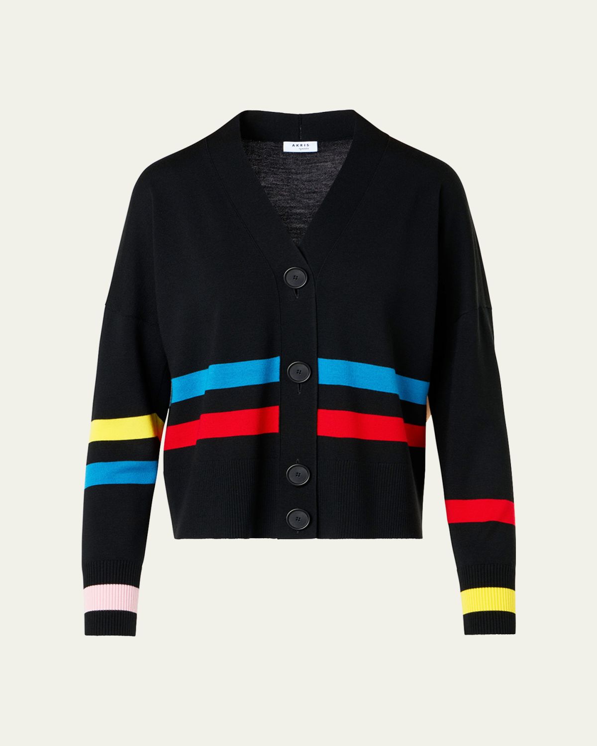 Akris punto Striped Knit V-Neck Cardigan