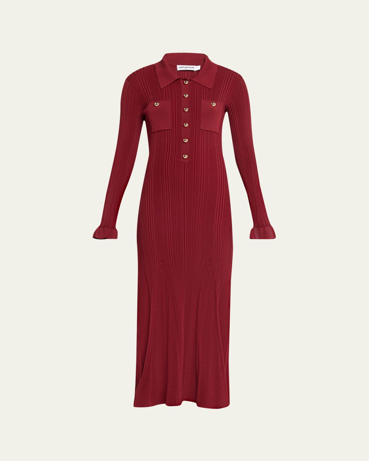 Self-Portrait Ribbed Knit Midi Dress