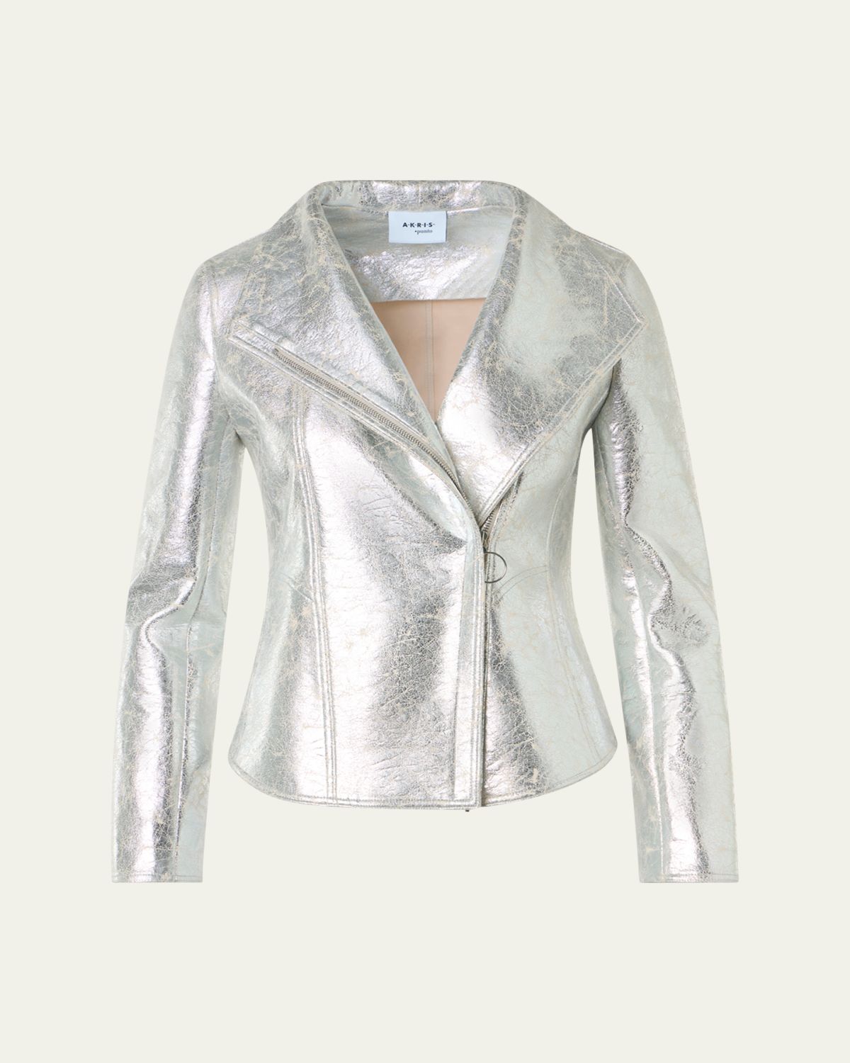 Akris punto Metallic Leather Moto Jacket