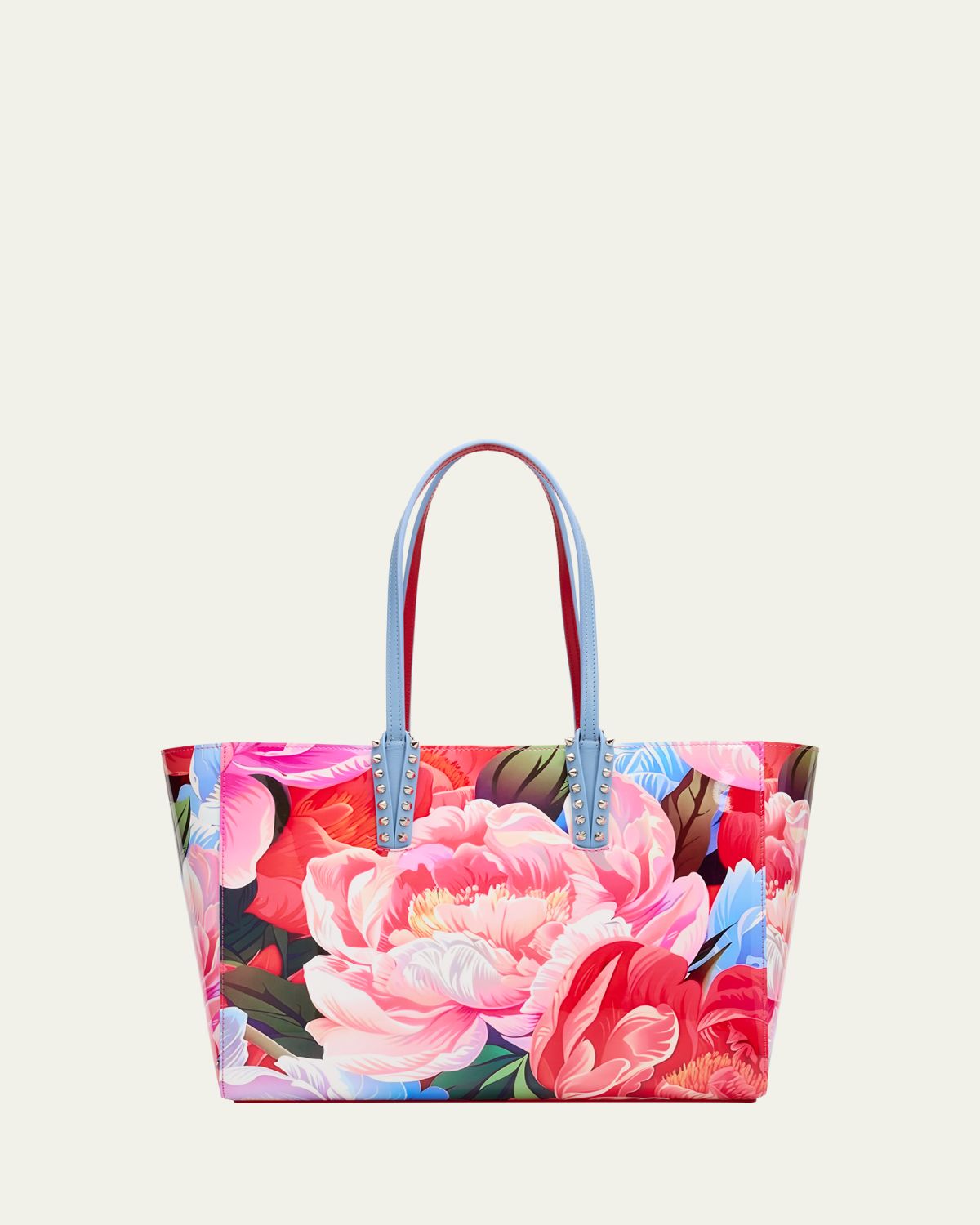 Christian Louboutin Cabata Small Tote Bag in Floral-Print Patent Leather