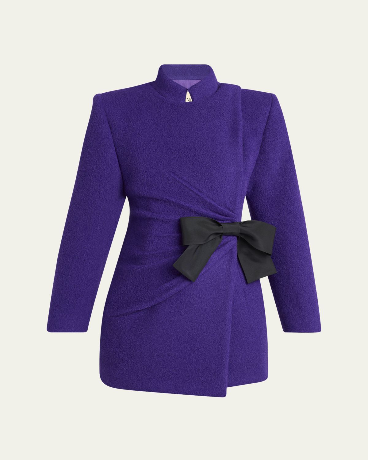 Valentino Garavani Ruched Velour Peacoat With Bow | Thumbnail 6 Valentino Garavani Ruched Velour Peacoat With Bow | Thumbnail 6