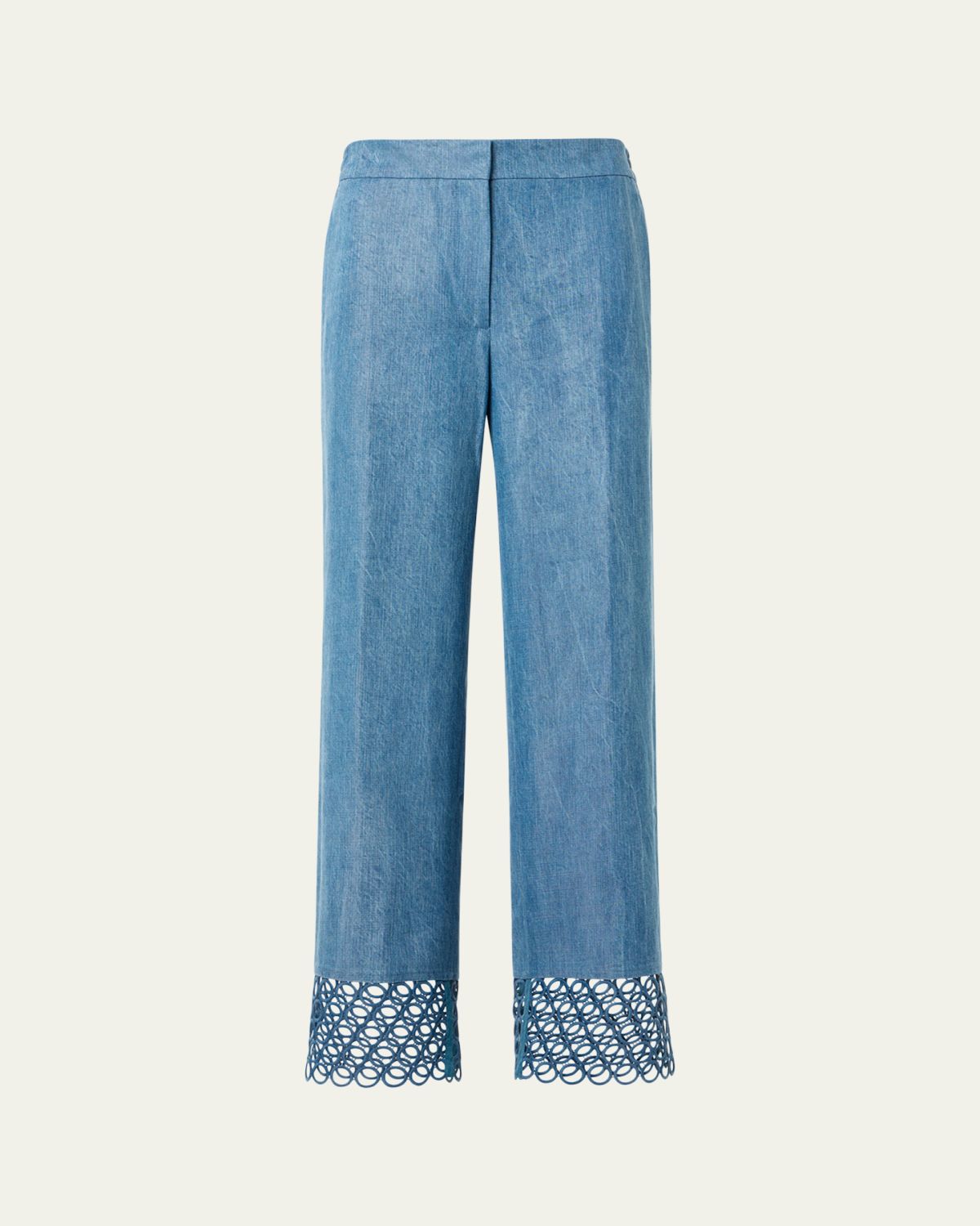 Akris punto Marlon Eyelet Cuffed Straight-Leg Ankle Pants