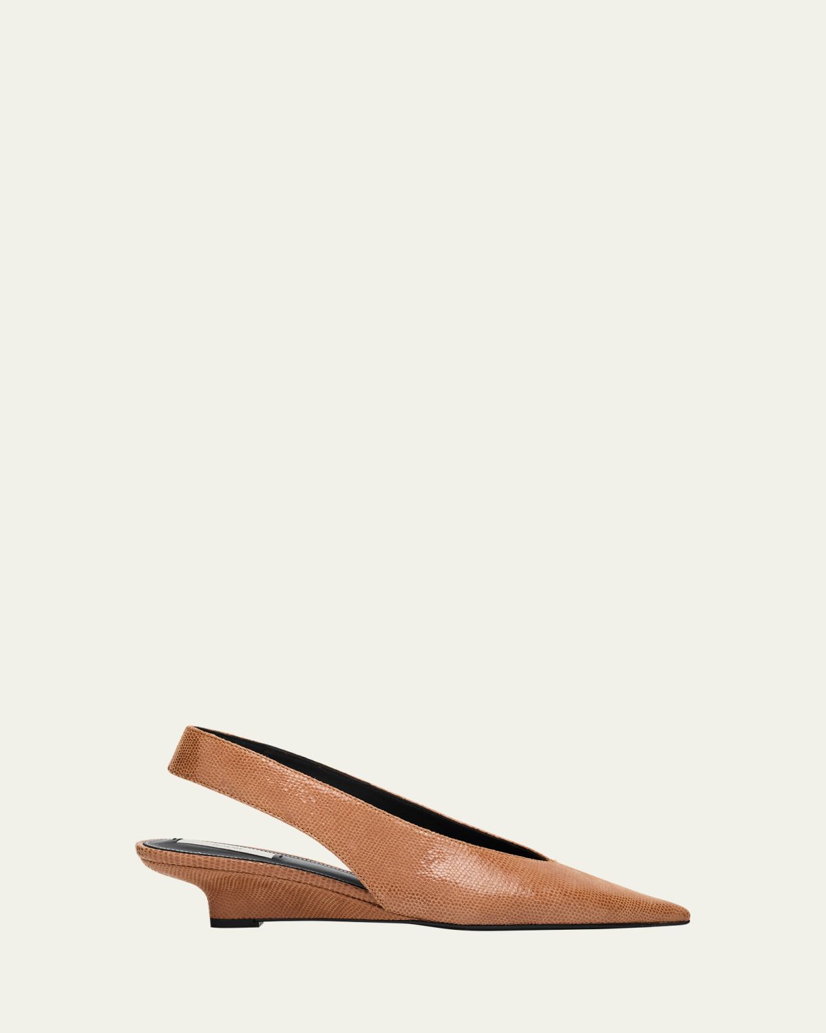 Toteme Lizard-Embossed Leather Slingback Wedge Pumps