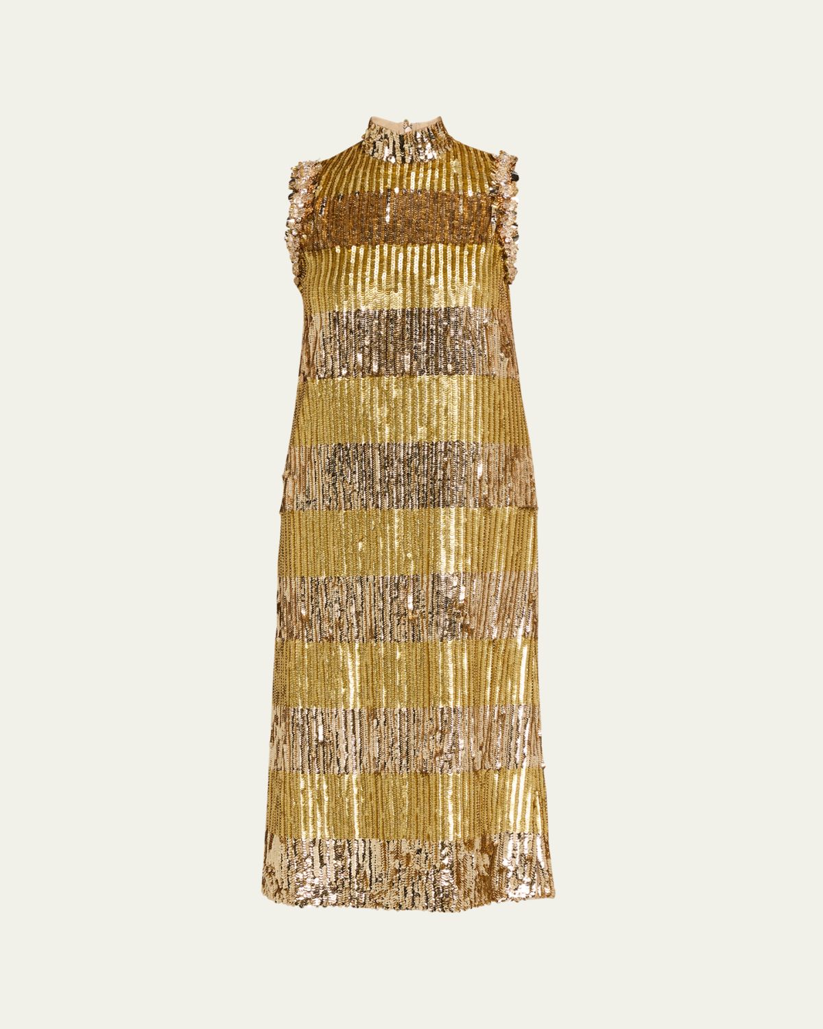 Valentino Garavani Sequin Embroidered Tulle Sleeveless Midi Dress