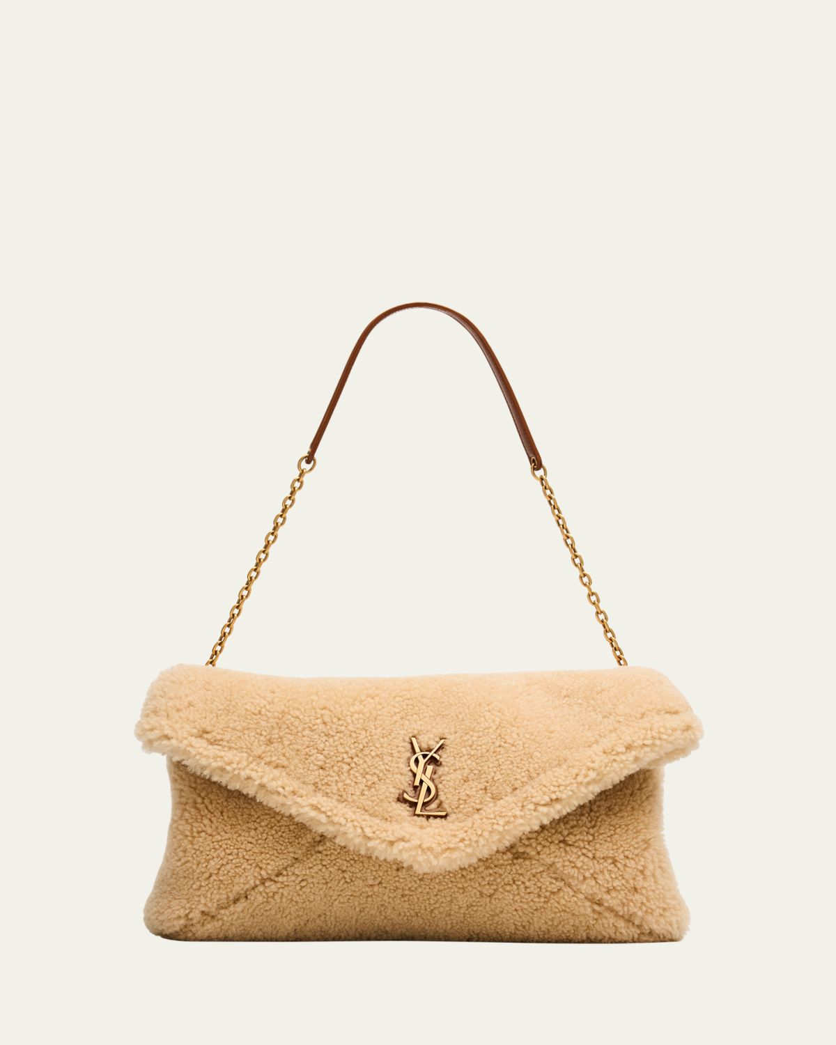 Saint Laurent YSL Envelope Flap Shoulder Bag in Shearling