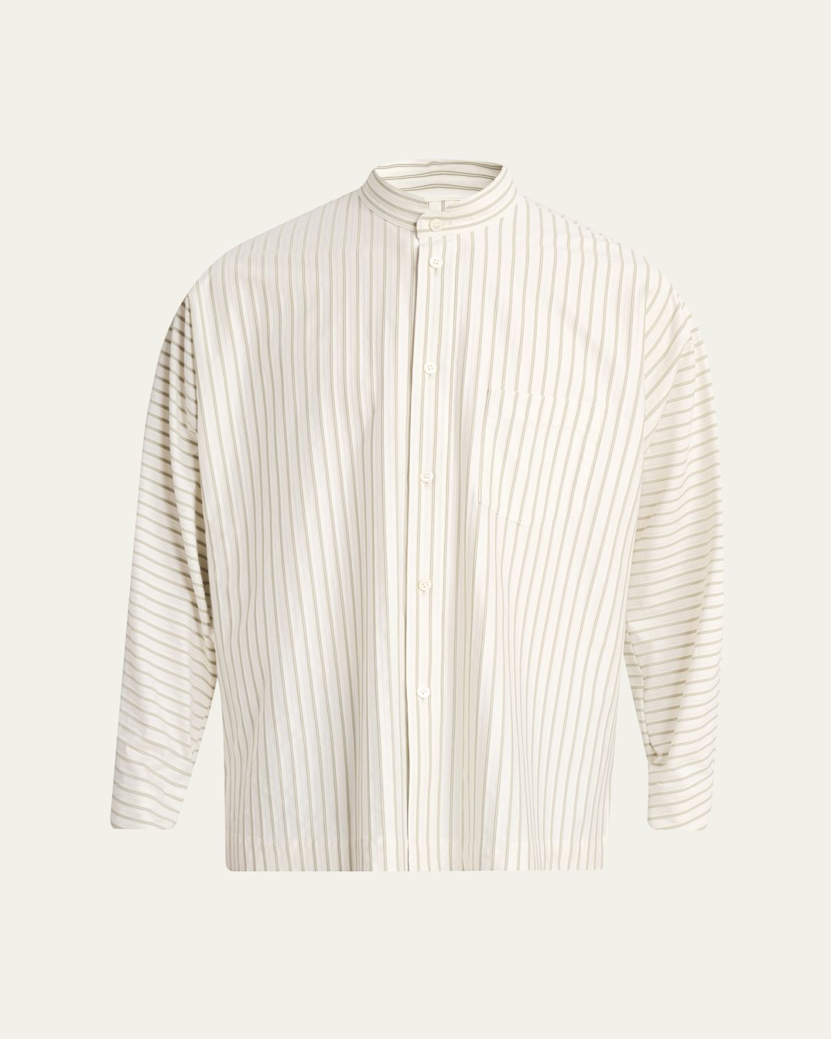 Homme Plisse Issey Miyake Men 's Stripe Band Collar Button-Down Shirt