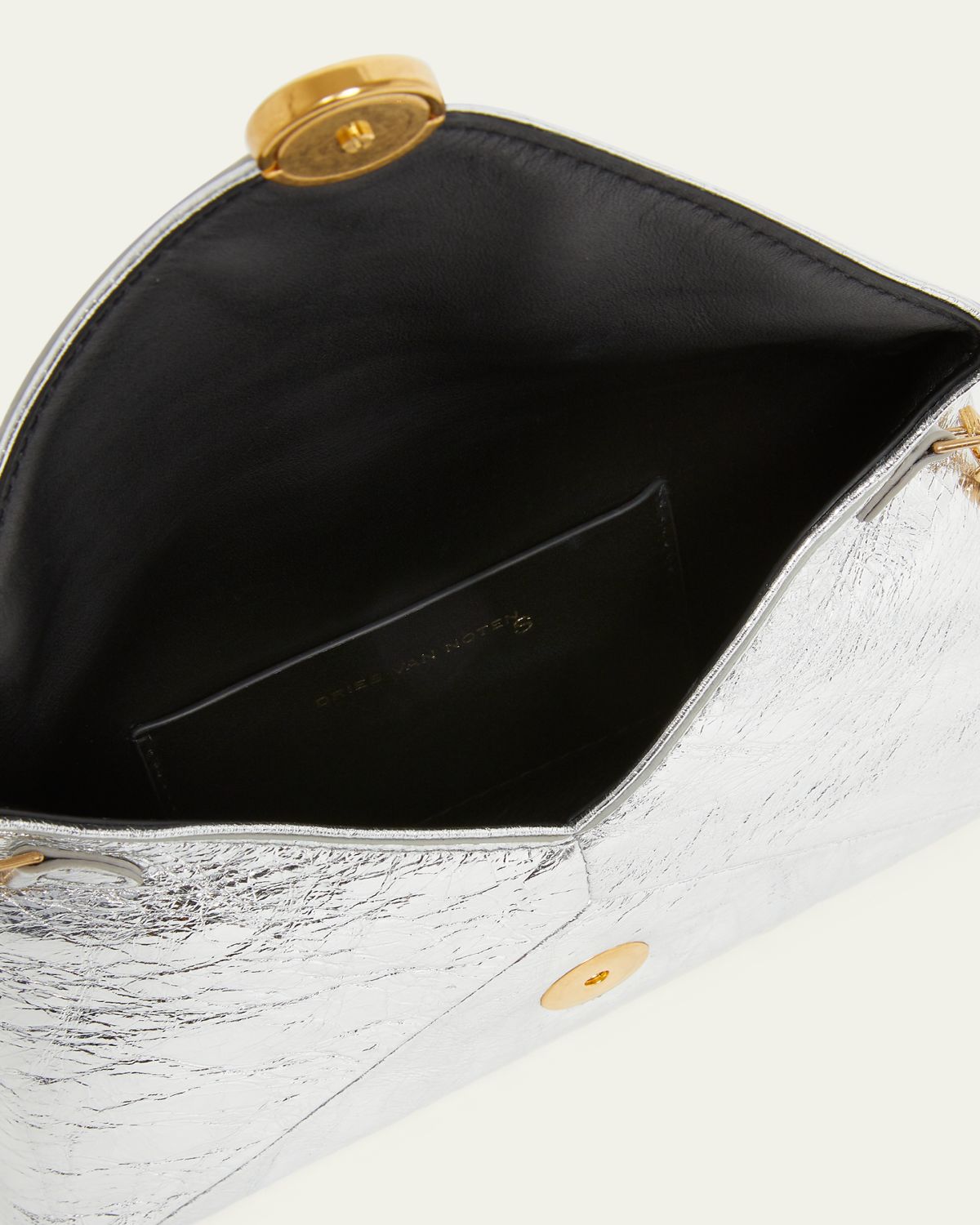 Dries Van Noten Metallic Leather Envelope Clutch Bag | Thumbnail 4