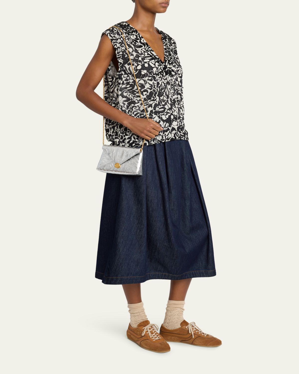Dries Van Noten Metallic Leather Envelope Clutch Bag | Thumbnail 5