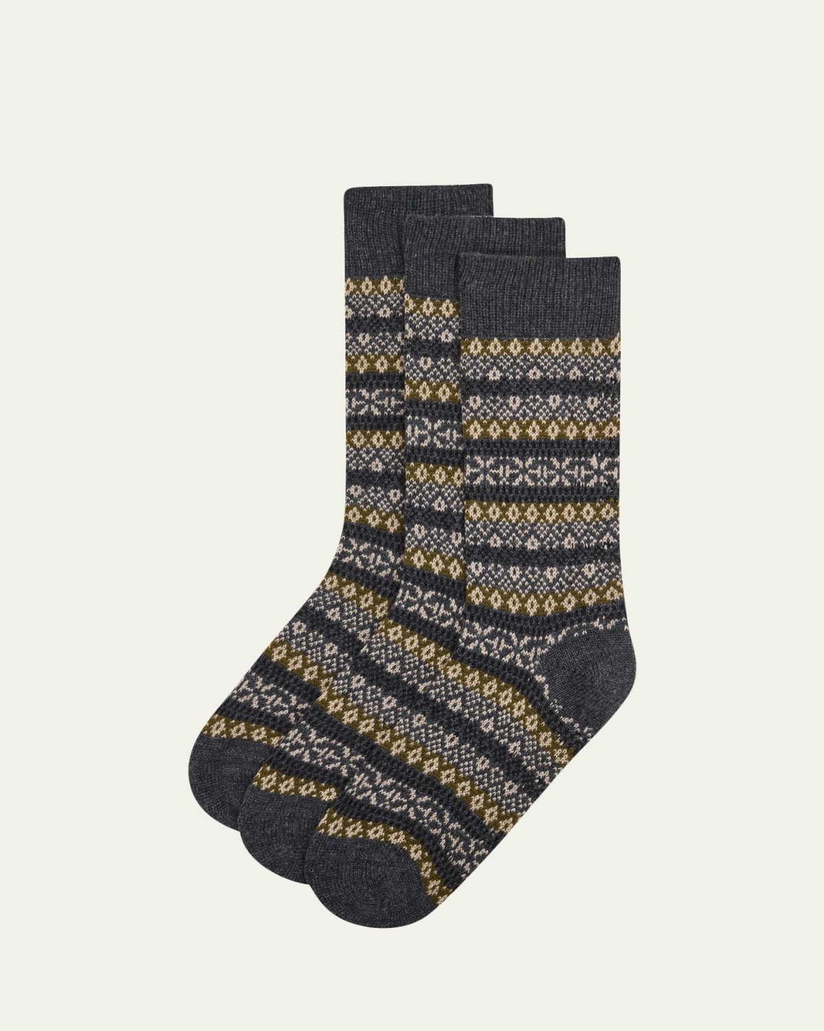 Pantherella Men's Sherborne Cashmere Fair Isle Crew Socks
